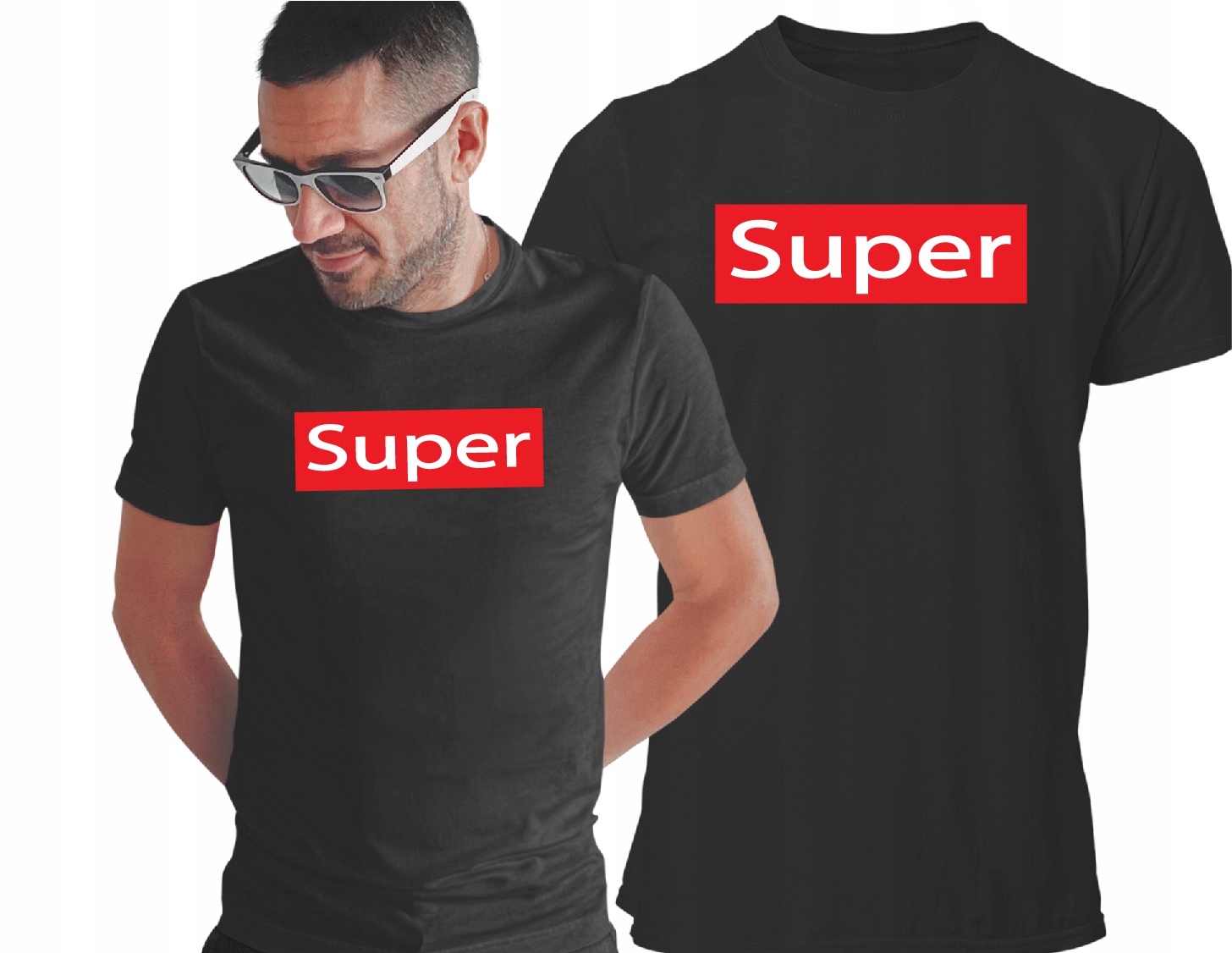 

Koszulka z napisem Super T-shirt z nadrukiem