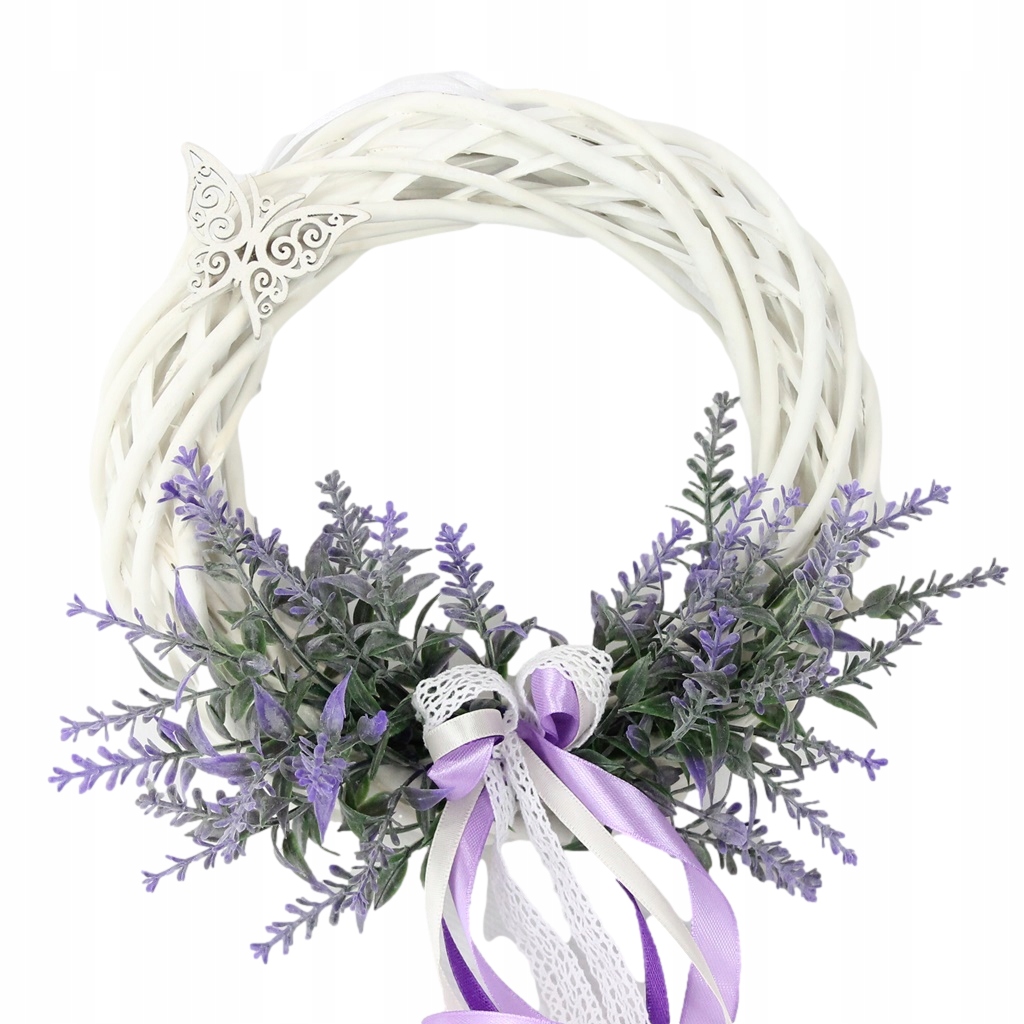 

Wianek wiklinowy lawenda stroik na drzwi dekoracja