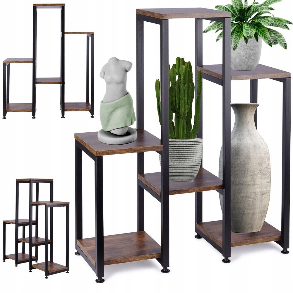 Držák Na Květináč Stojan na květiny 6-úrovňová Kaskáda Kovový Loft Vilde 80 cm