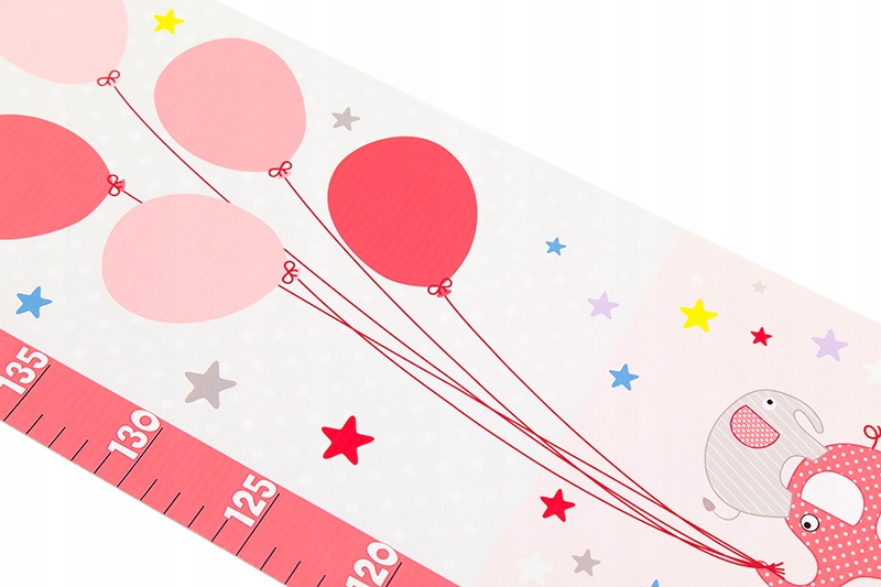 Miarka wzrostu dla dzieci na PŁÓTNIE Słonie (r) Kolor wielokolorowy