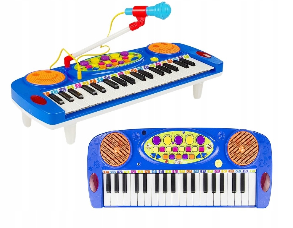 PIANINKO ORGANY RÓŻOWE MIKROFON BĘBENEK NAGRYWANIE