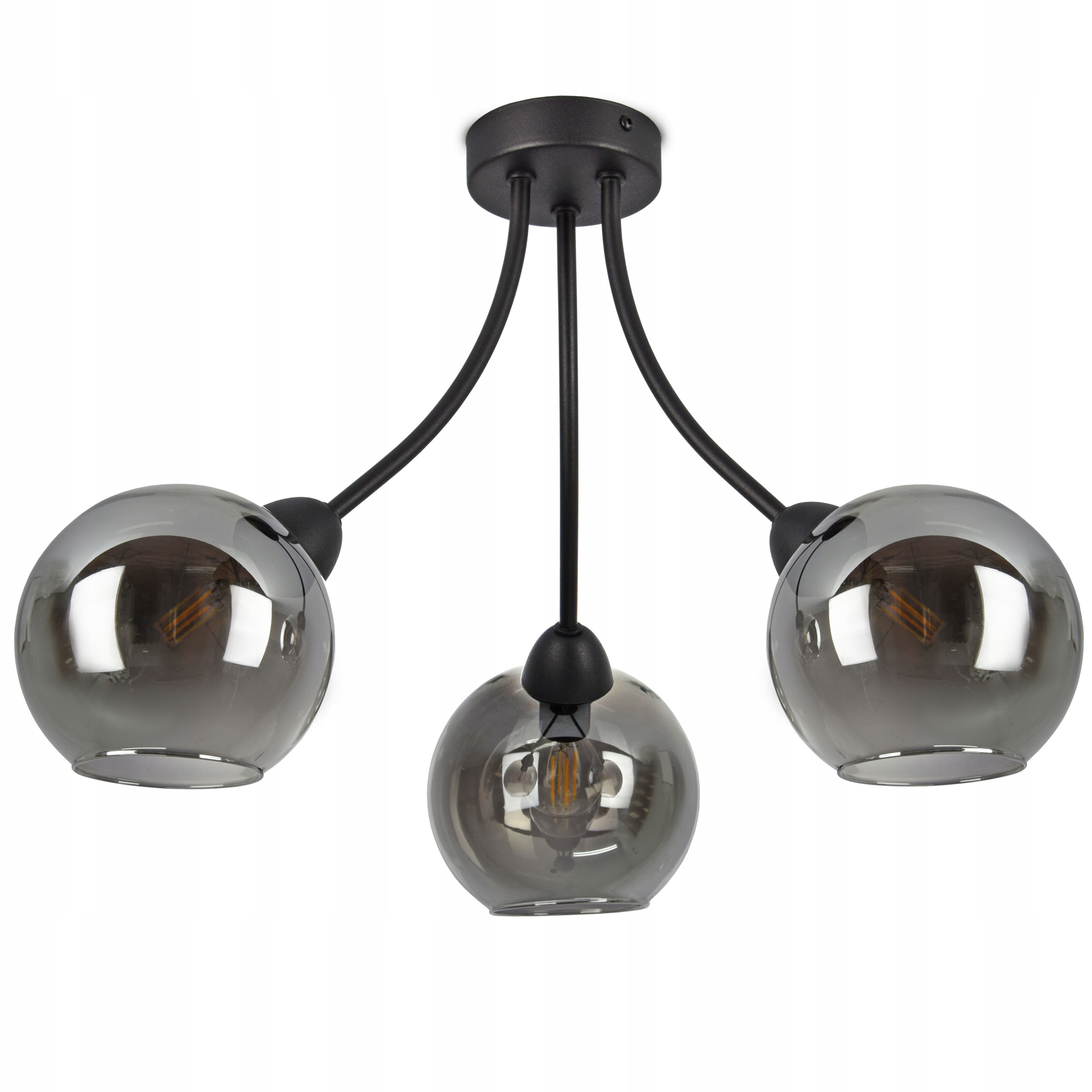 

Lampa Sufitowa Plafon Trzy Szklane Kule Grafit Led