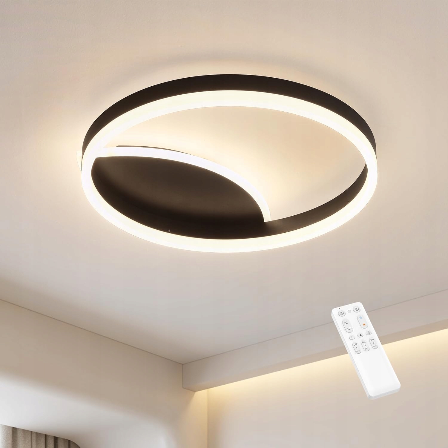 Moderní stropní svítidlo Led 36W 40 x 40 cm černá dálkový ovladač, stmívání 6000K