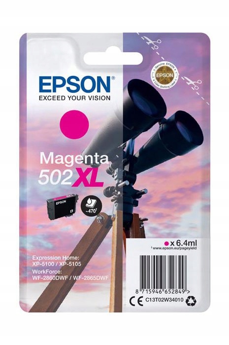 Originální inkoust Magenta Epson 502XL (T02W3, C13T02W34010)