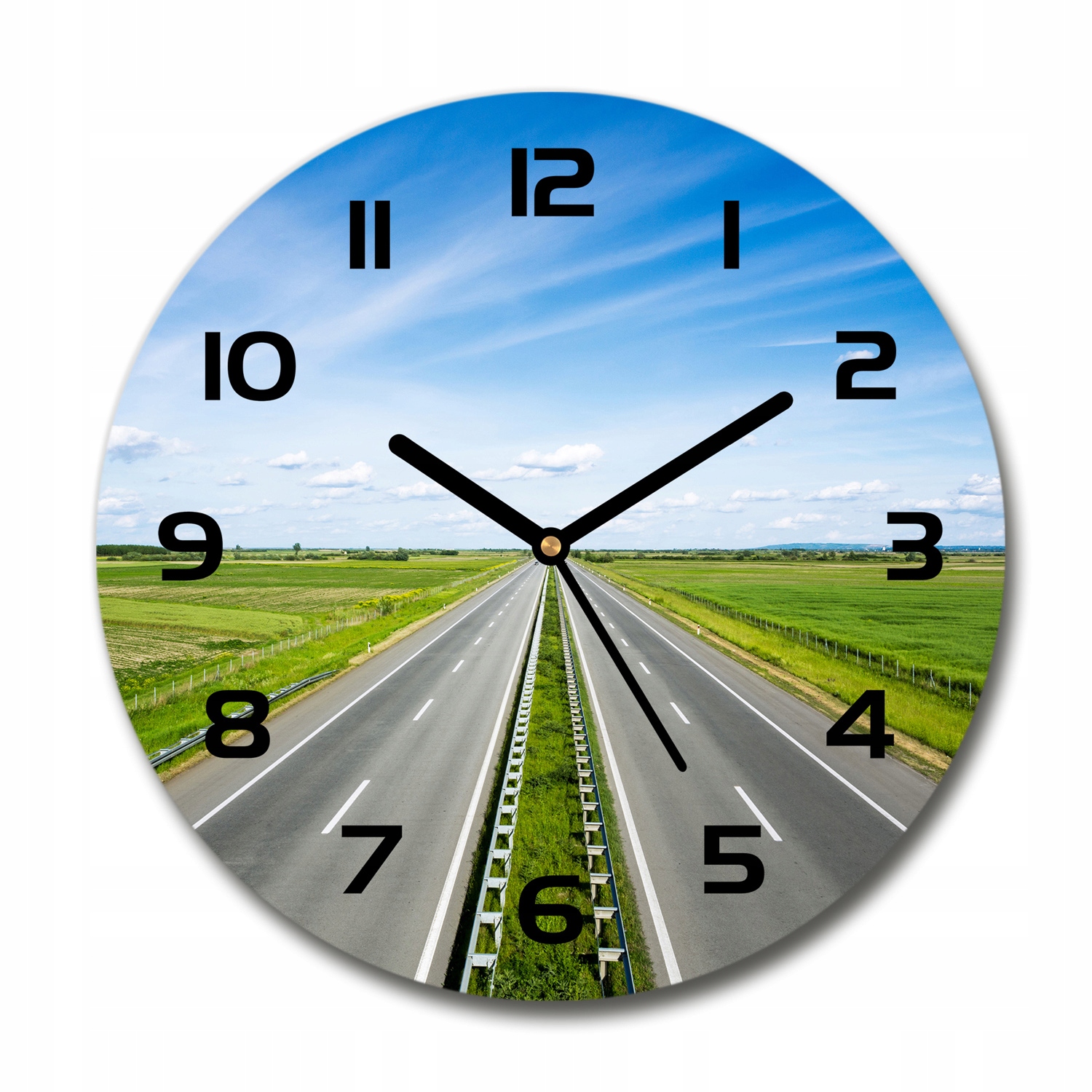 

Ładny szklany cichy zegar ścienny Autostrada fi 30