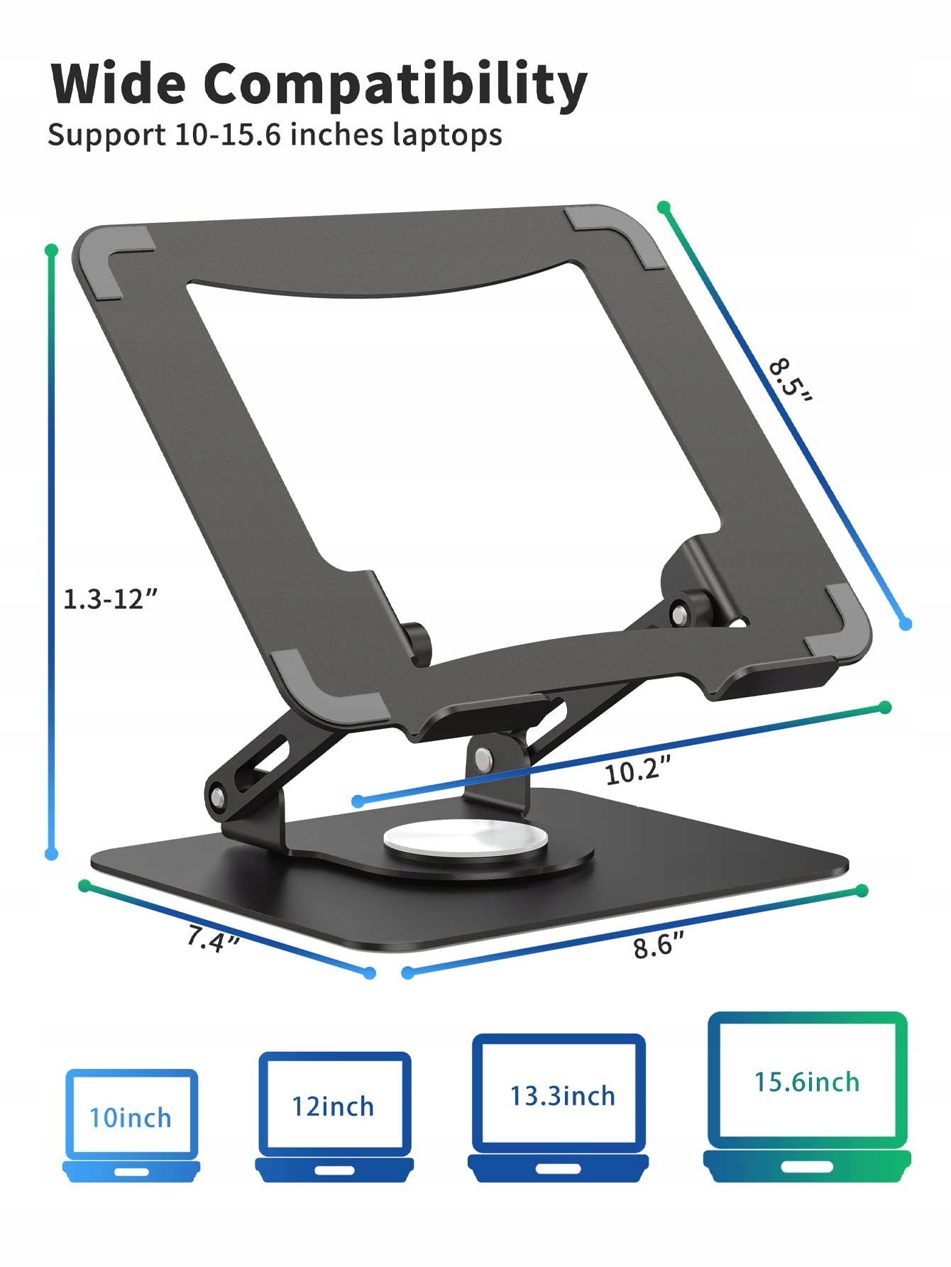 SOUNDANCE Podstawka Laptopa Obracana Ergonomiczna Regulowana Czarna — miniatura 4