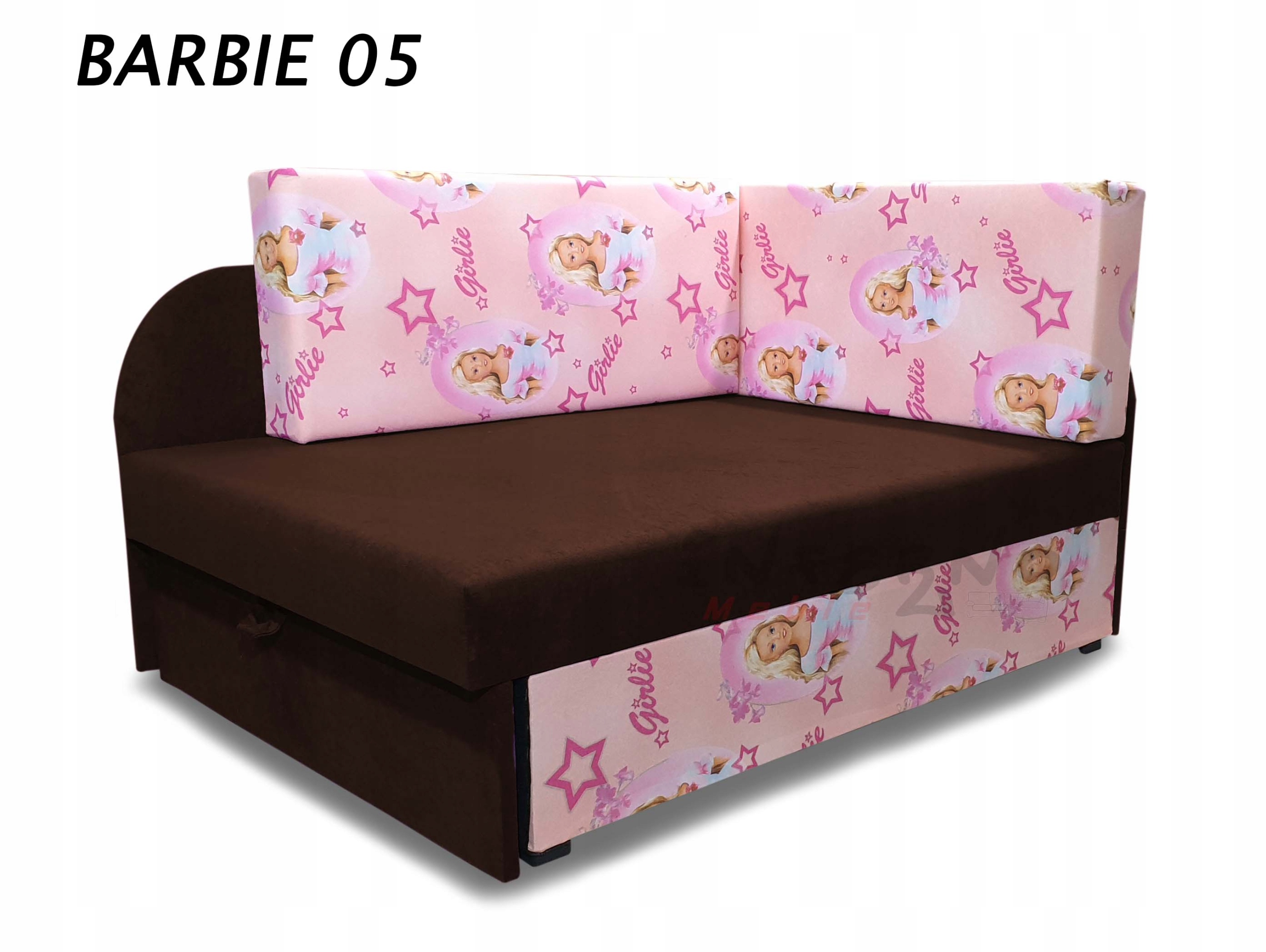 Łóżko dziecięce KUBUŚ, sofa dla dziecka BARBIE Szerokość mebla 77 cm