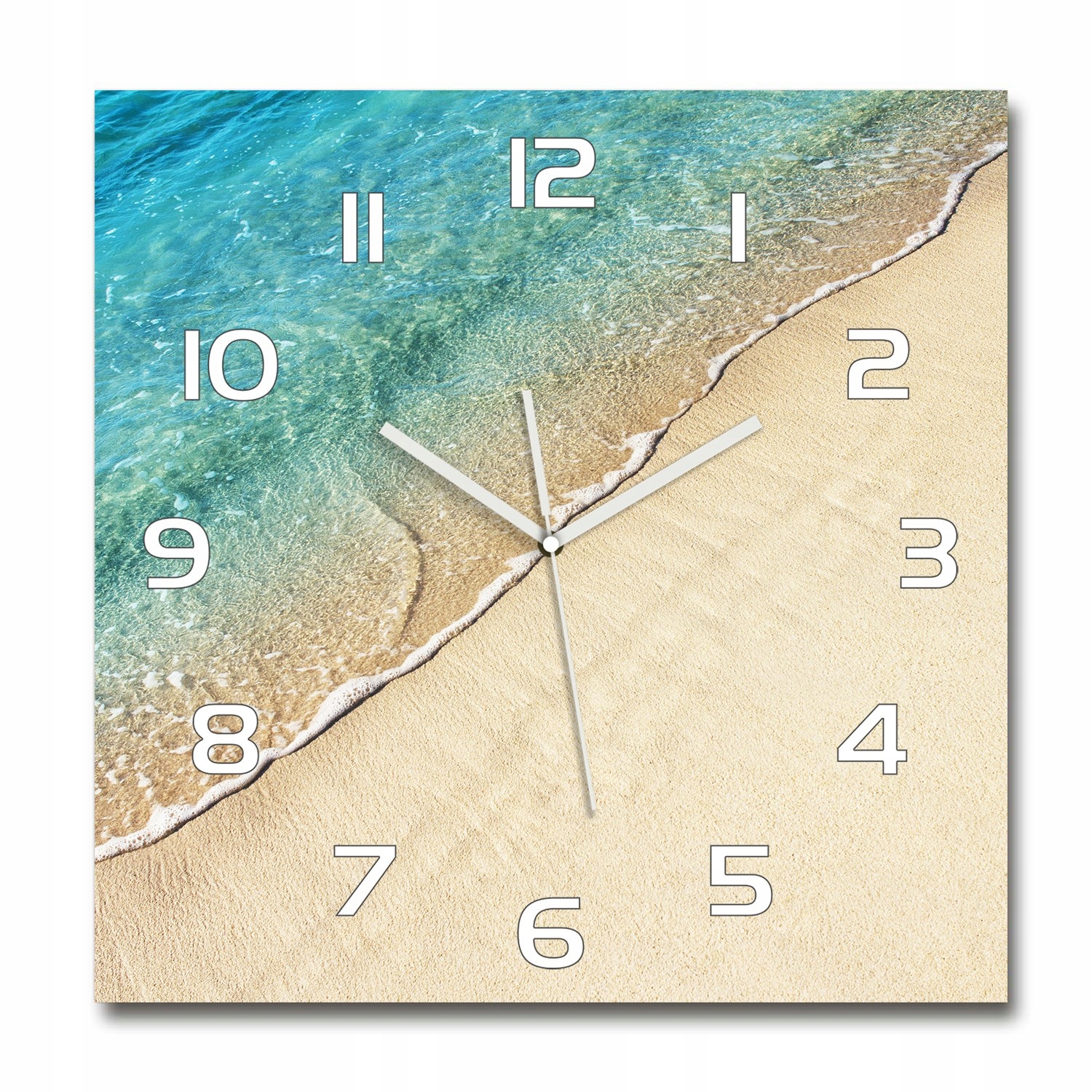 

Duży zegar szklany do salonu Fala na plaży 60x60cm