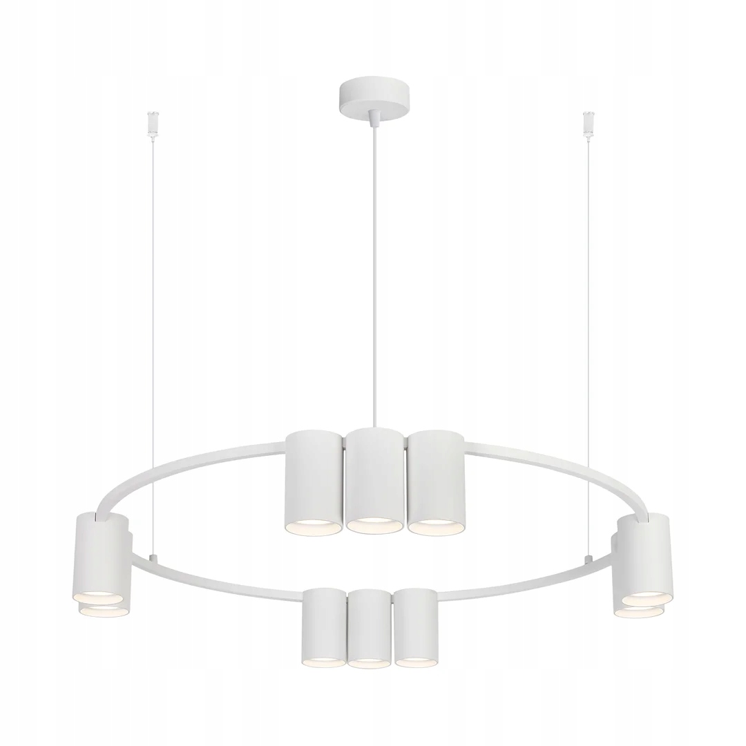 Závesná lampa biela okrúhla 60 cm s reflektormi 10 bodov do obývačky Milagro