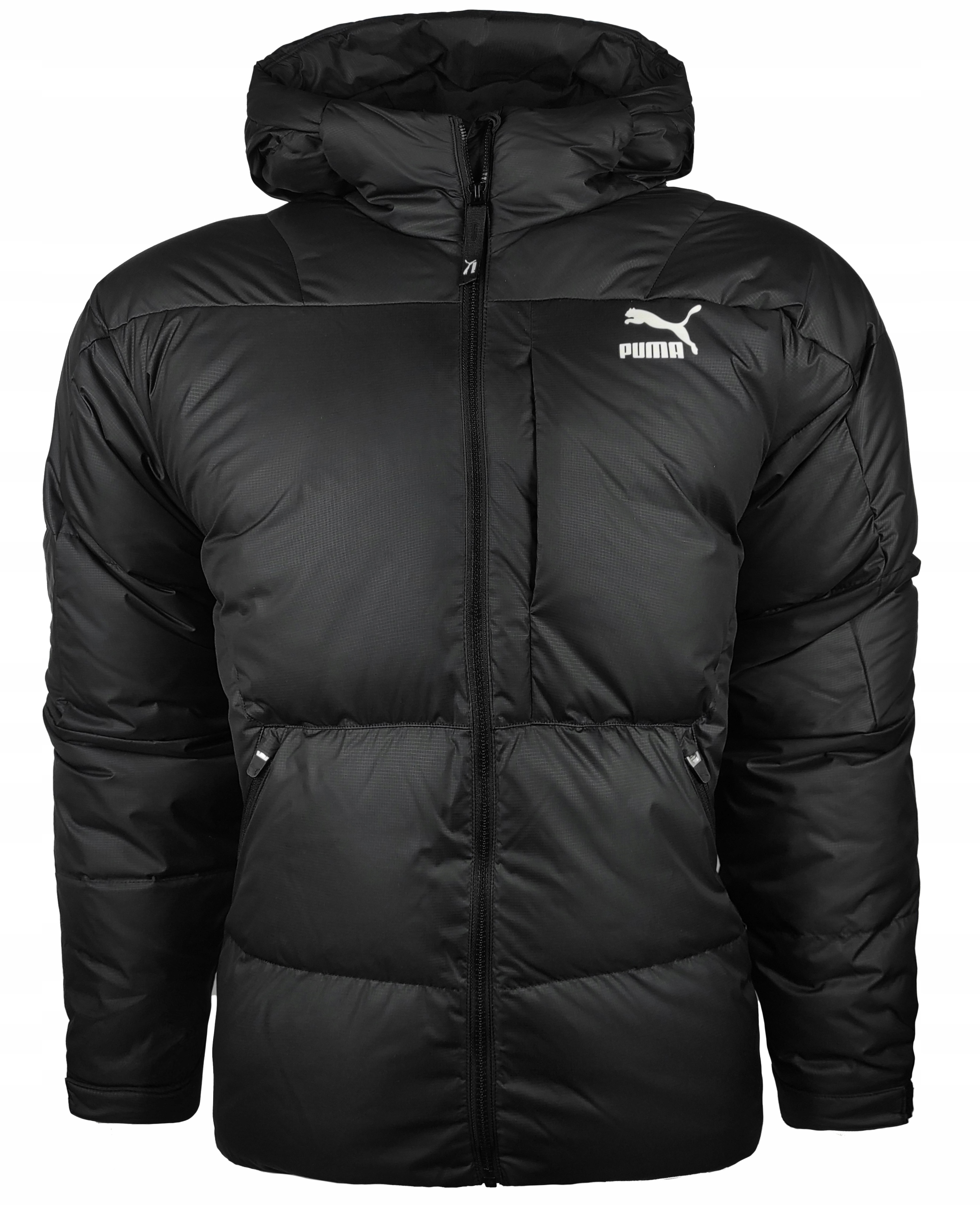 3245 Pánská Bunda Puma Zimní Péřová S Kapucí Teplá Silná Černá M