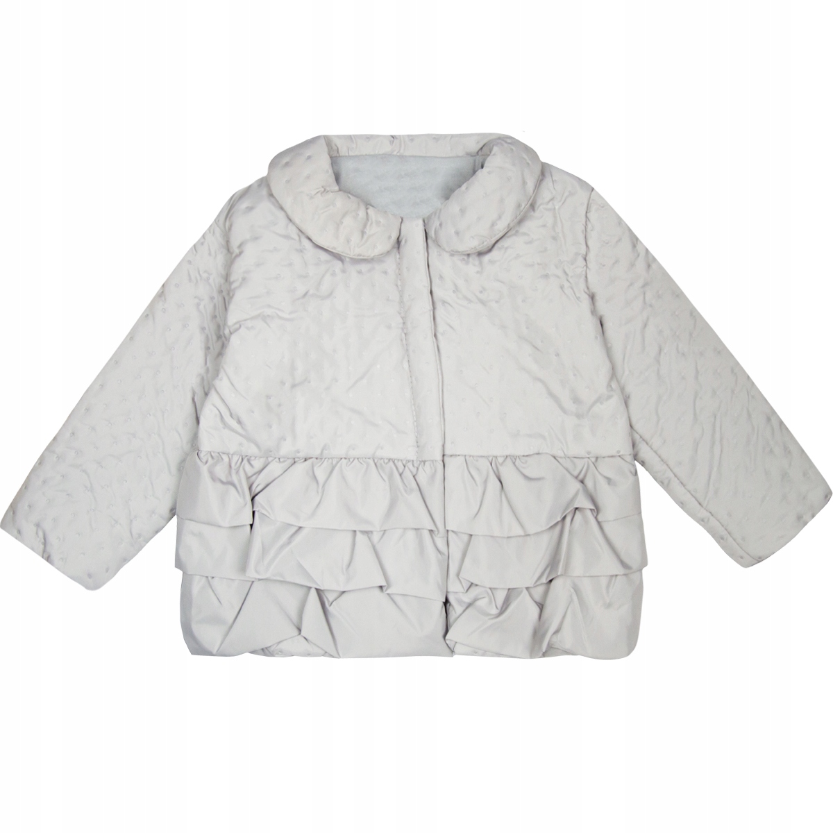 PŁASZCZYK dziewczęcy DO CHRZTU jasnoszary 68