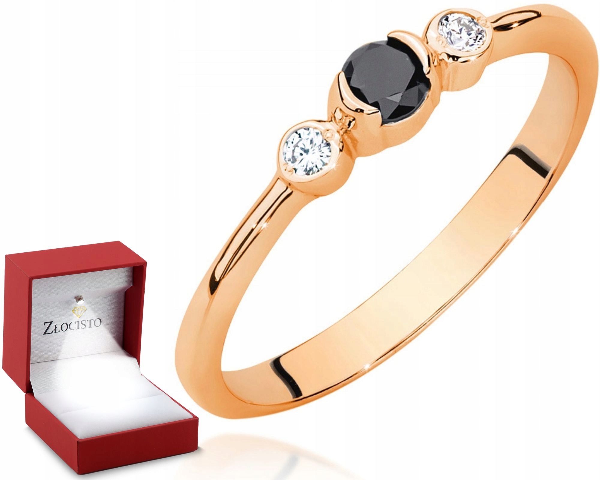 Růžové Zlato Prstýnek s černými brilianty 585