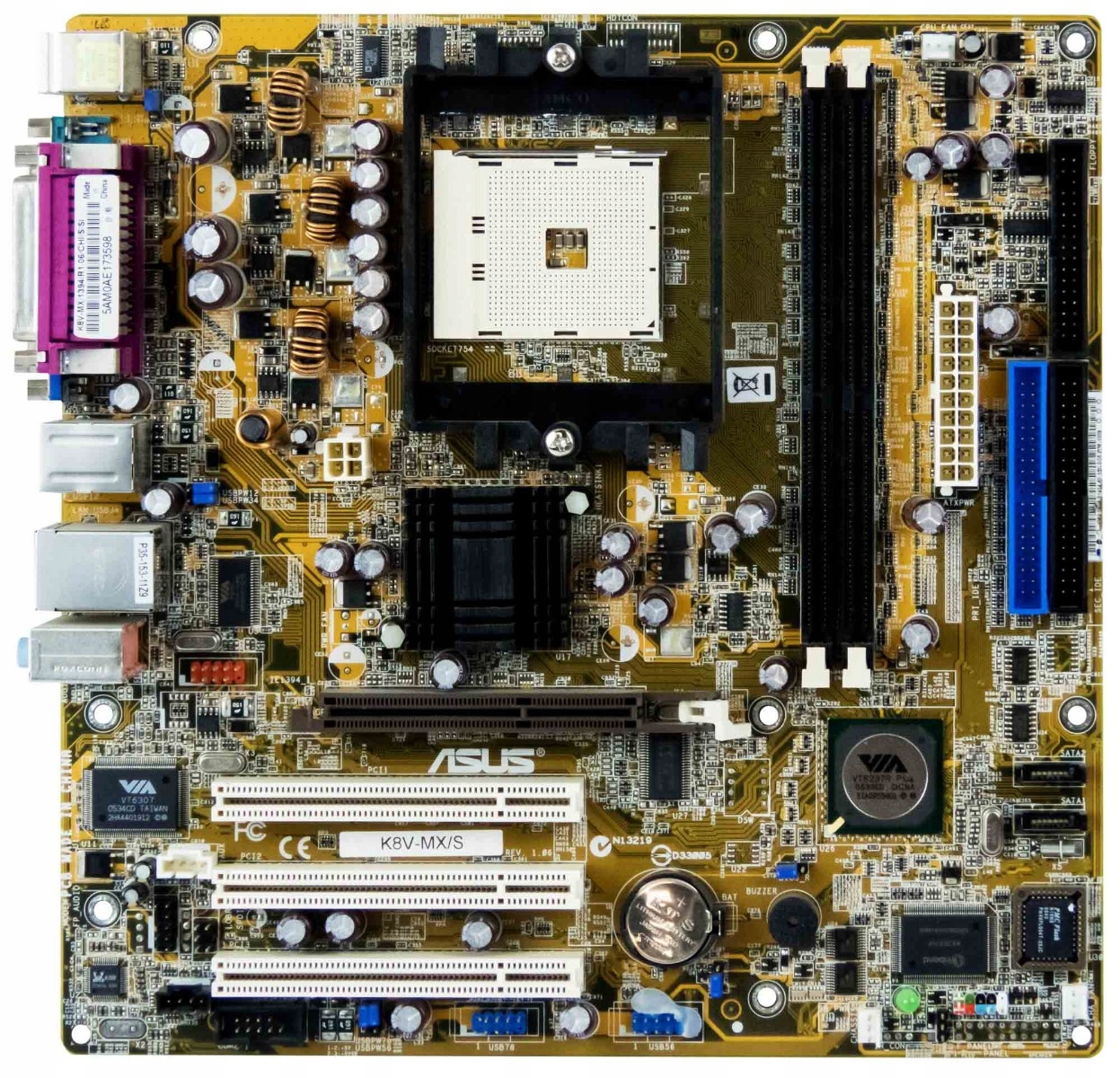 Asus K8V-MX/S Socket 754 Ddr Agp Pci mATX Základní deska