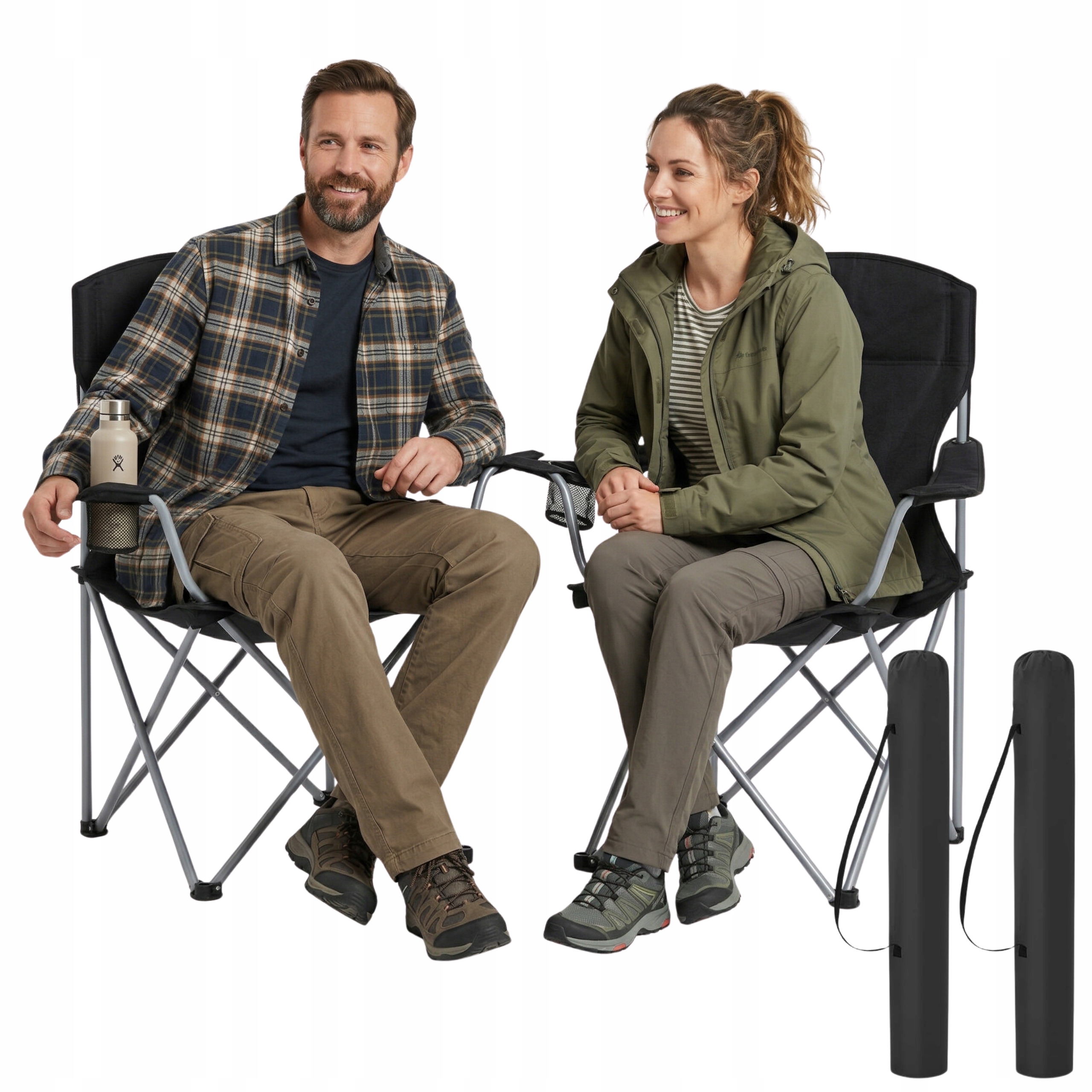 Krzesła Turystyczne Składane Oparciem Fotele Leżak Plażowe Kempingowe 2 Szt
