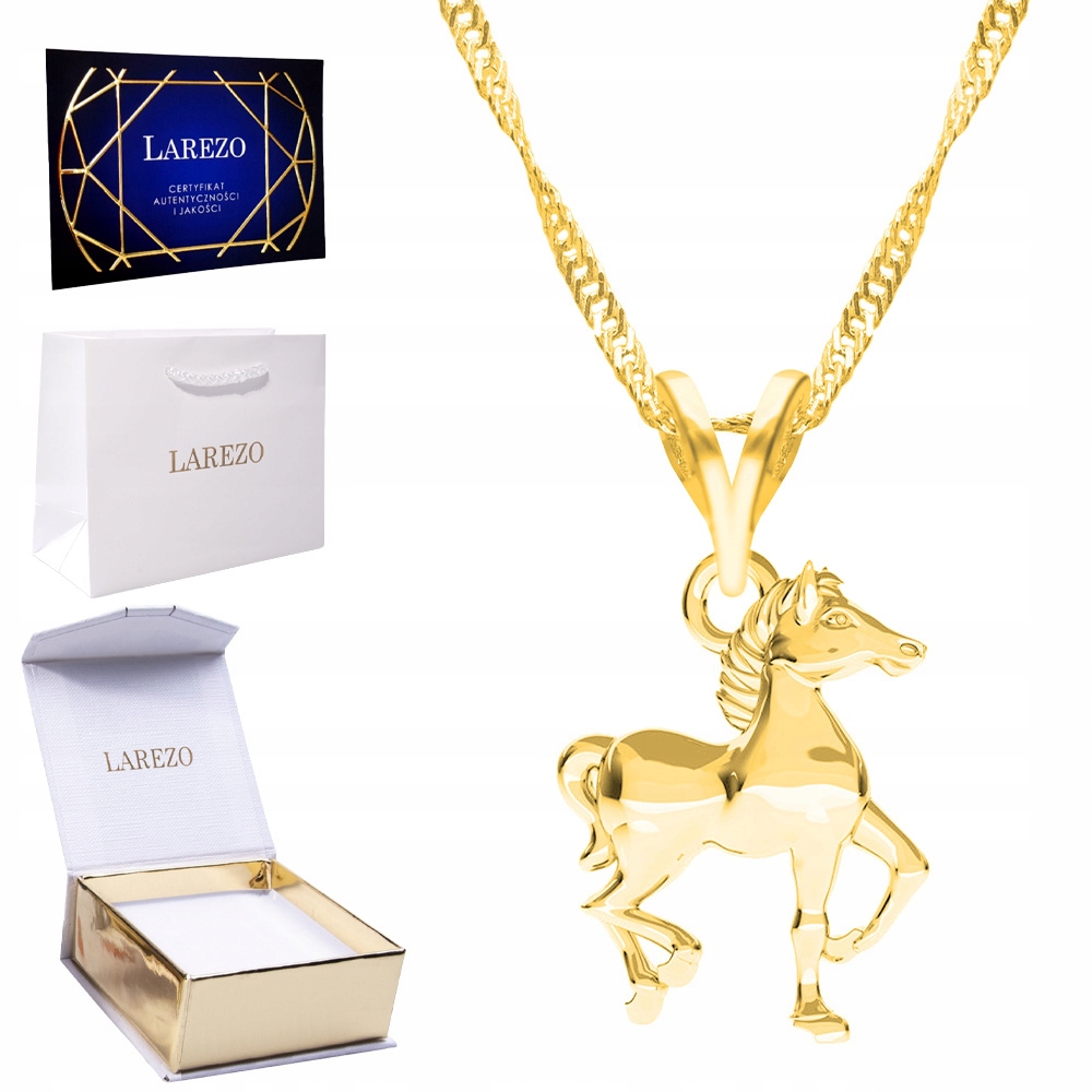 Zlatý náhrdelník 925 bff Kůň s koněm Koník Zvíře Pozlacený 24K