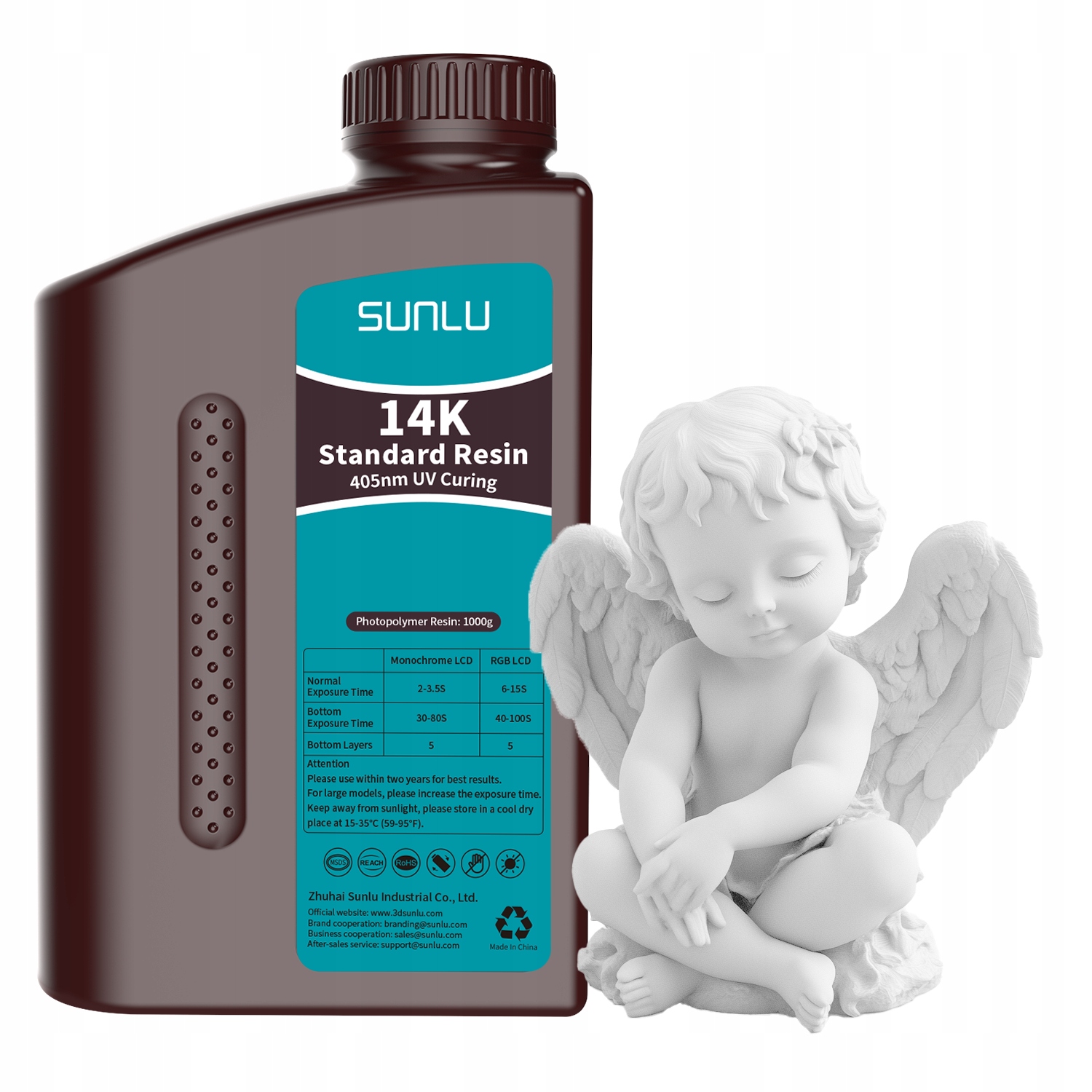 Żywica Uv Sunlu 14K Standard White Biała 1kg 1L Do Drukarki 3D