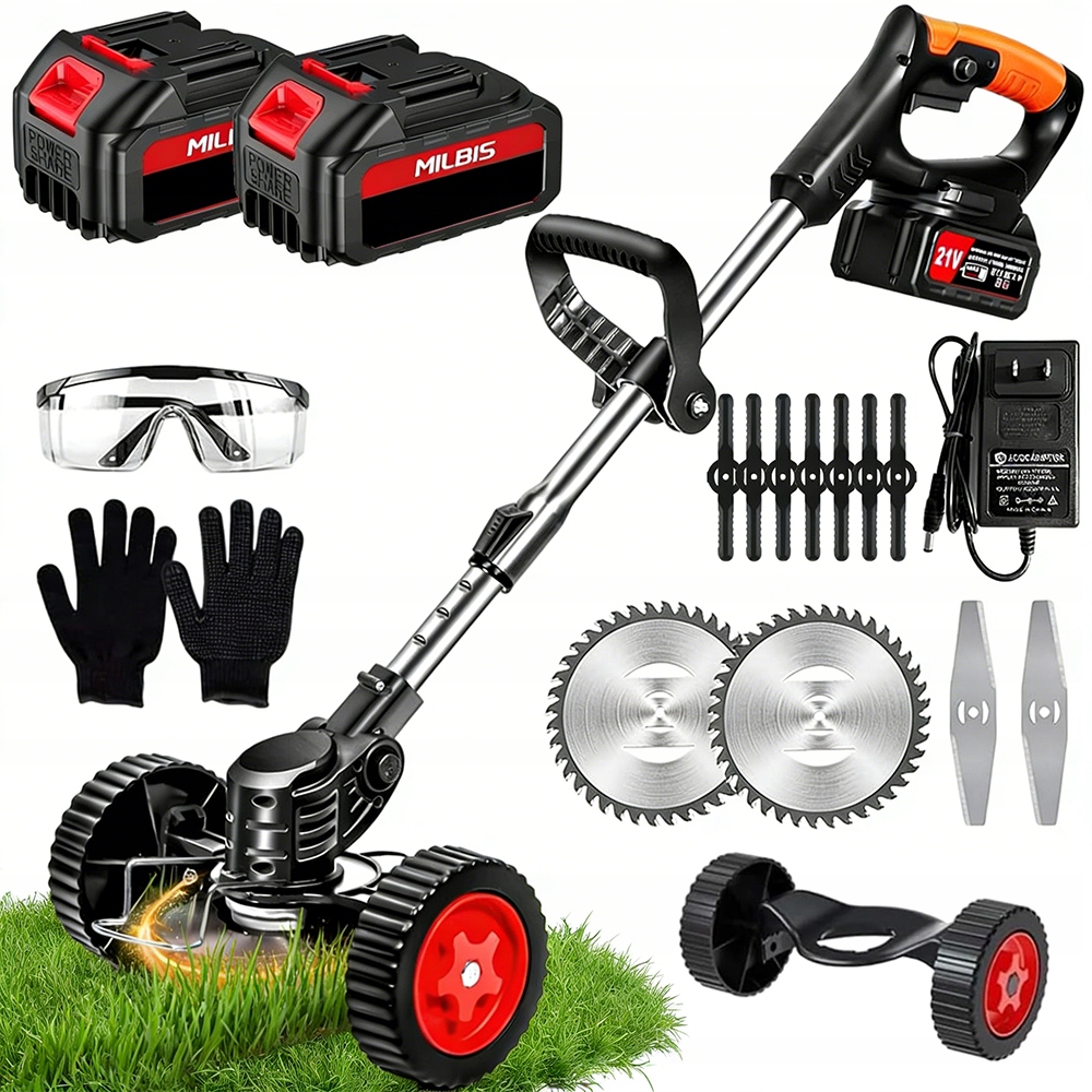 Bezdrátový Vyžínač 21V 10000 Ot/min 72 Db S Otočnou Hlavou A Třemi Čepelemi