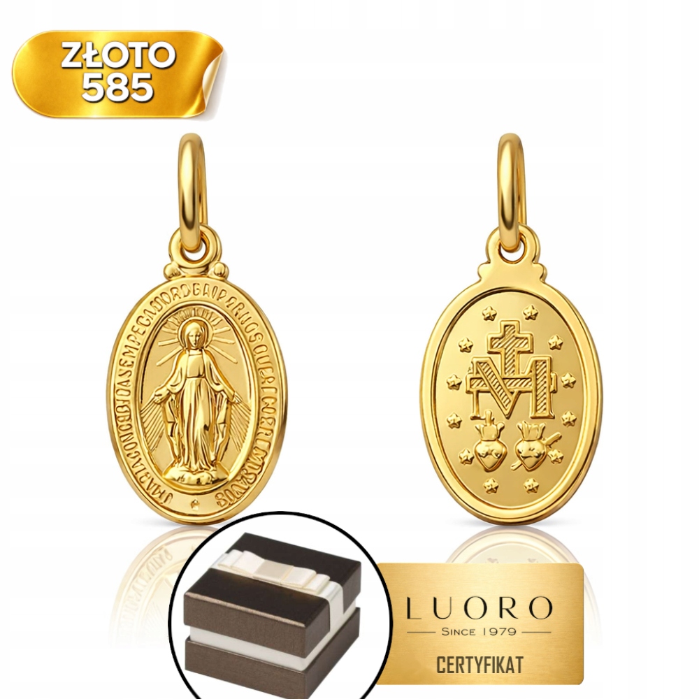 Zlatý Medailon 585 14K Jemný Přívěsek 20 MM Žluté Zlato