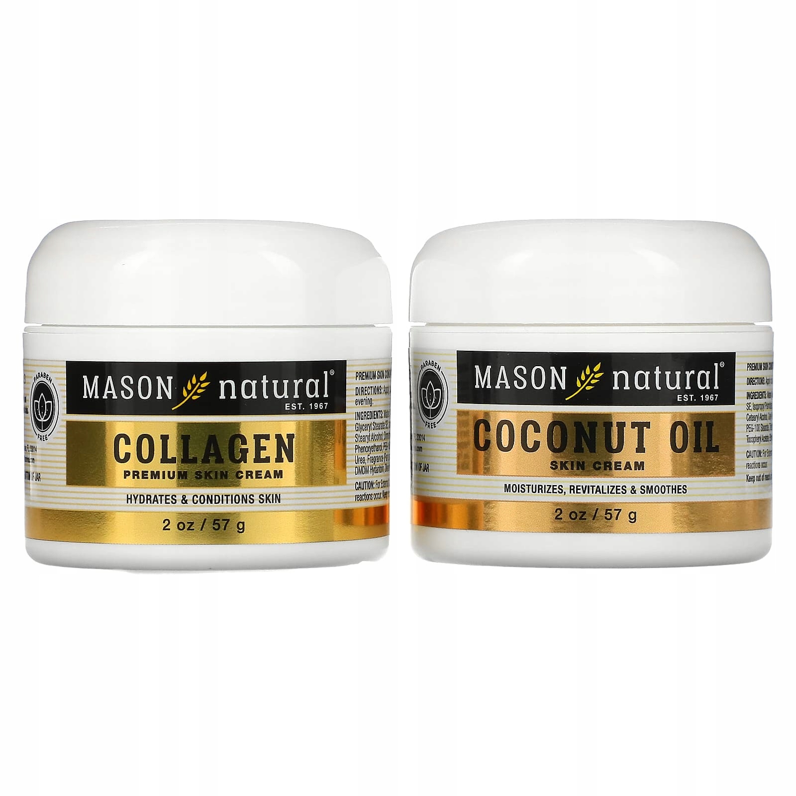 Mason Natural, Coconut Oil Skin Cream + Collagen Premium Skin Cream, 2 ...