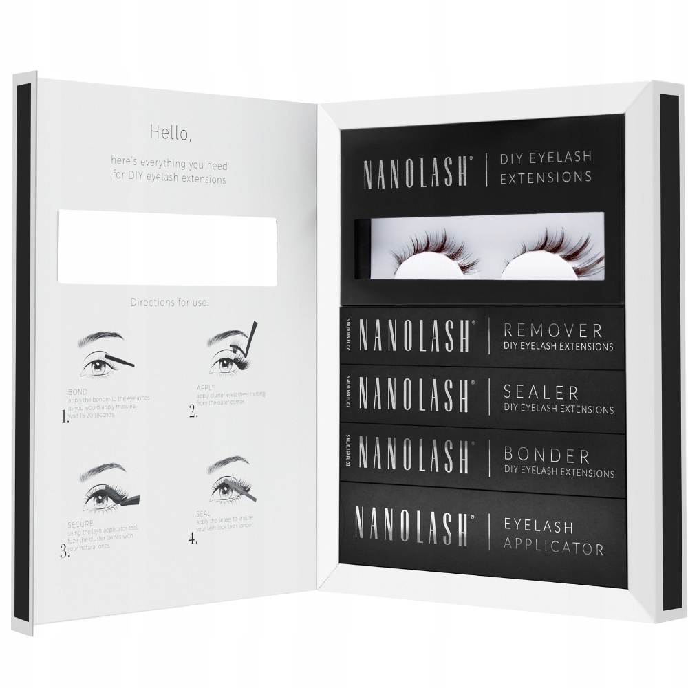 Sada hnědé umělé klastrove řasy pro aplikaci doma Flirty Nanolash