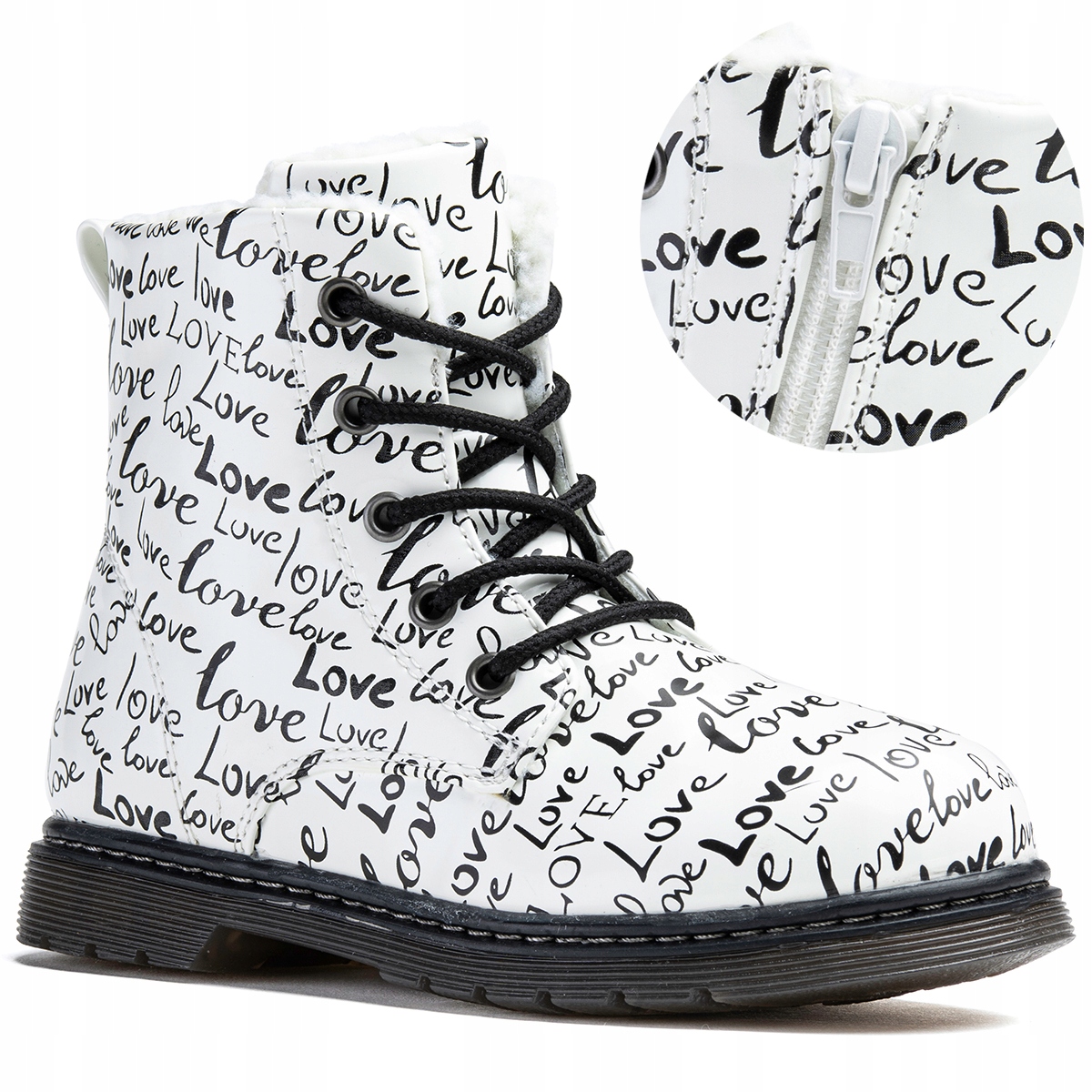 Trzewiki dziewczęce OCIEPLANE stylowe botki SUWAK trapery wygodne Wojtyłko