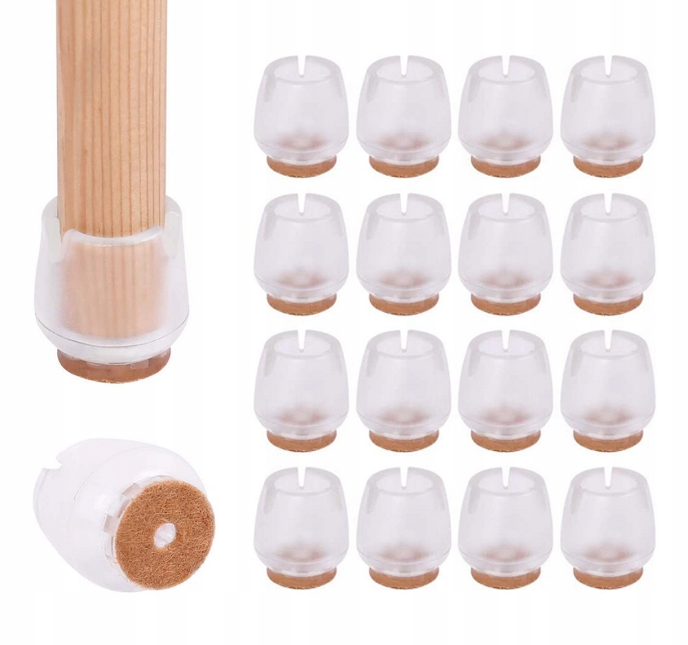 

16x Nakładki Nogi Krzesła Meble Filc Silik 12-16mm