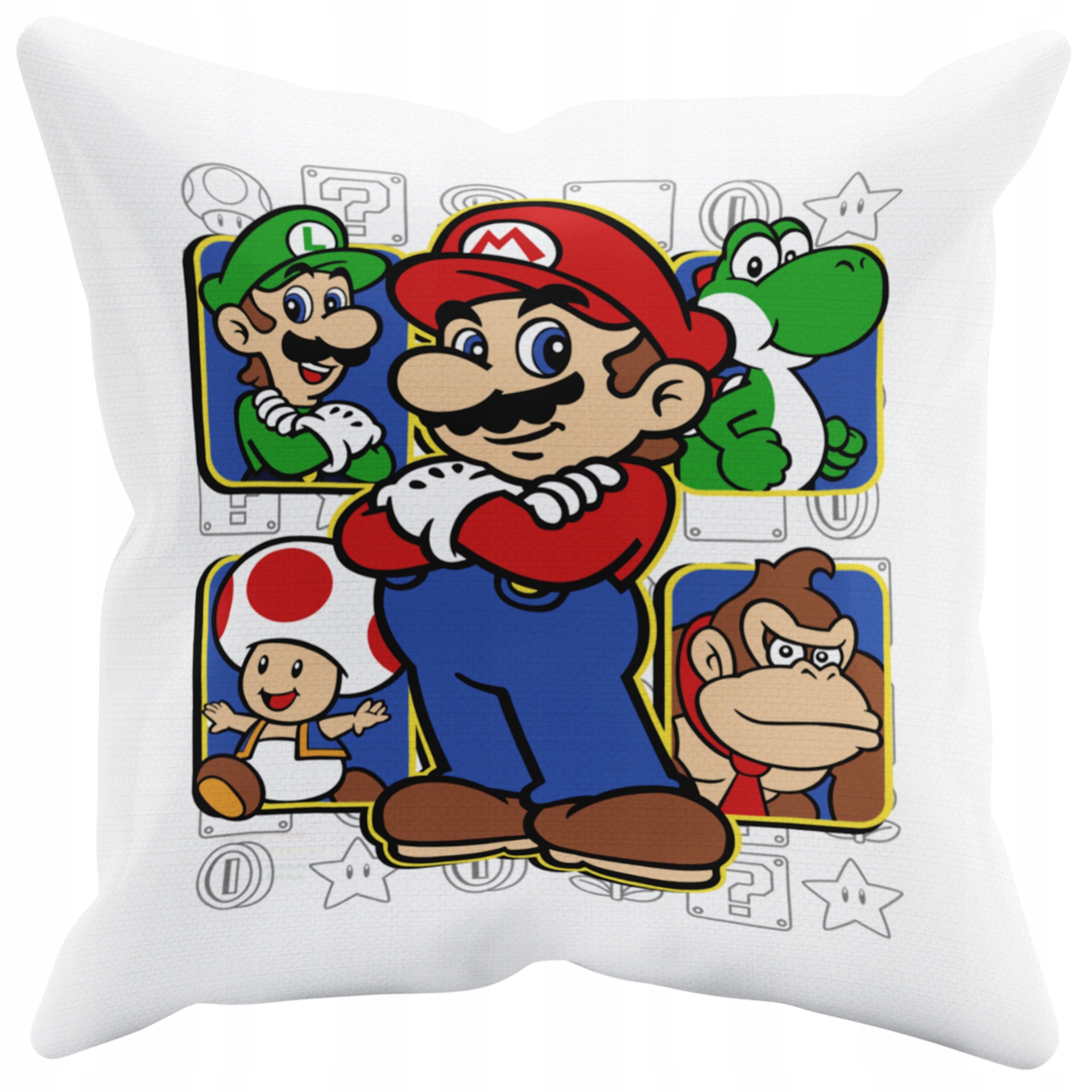 POSZEWKA NA PODUSZKĘ JAŚKA DO PRZEDSZKOLA MARIO LUIGI + IMIĘ GRATIS Kolor dominujący biel