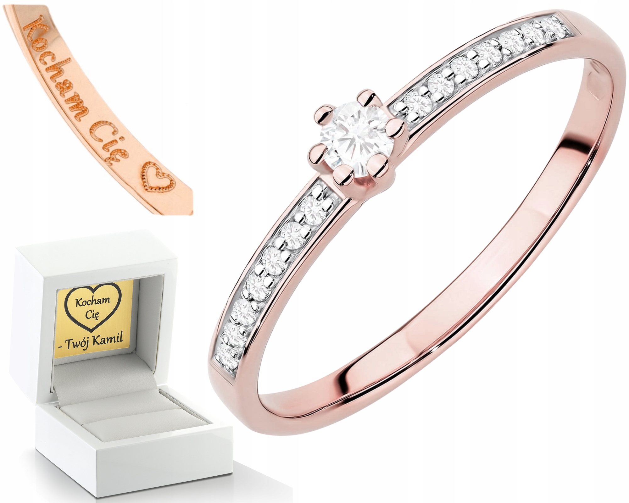 Růžové Zlato Prstýnek Diamanty Lab Jako Dárek Drť 585 14K