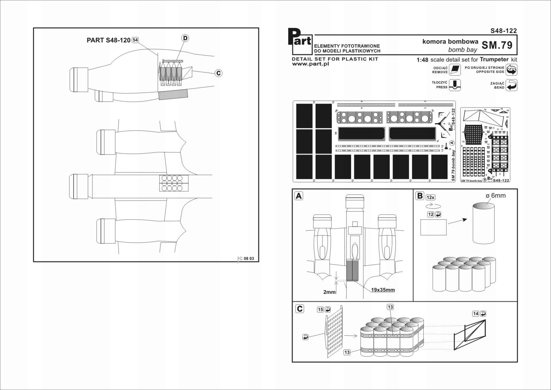 Díl S48-122 1/48 SM79 pumovnice (Trumpeter)
