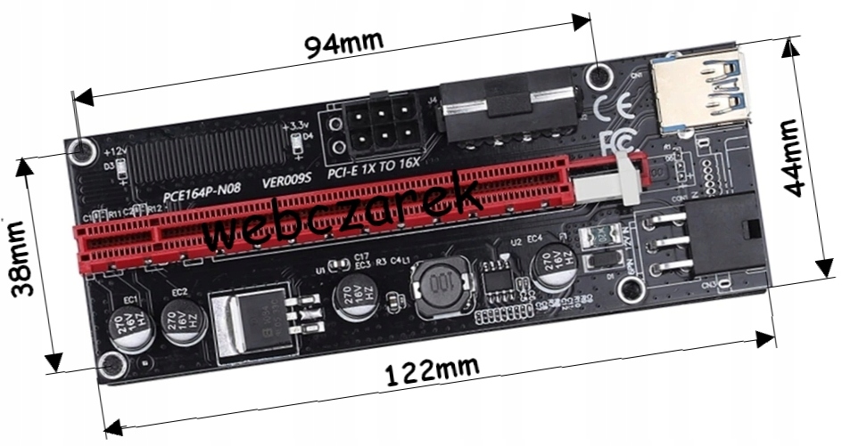 Riser 009S GOLD Najnowszy model! USB 3.0 PCI-E Model karty graficznej Riser 009S plus