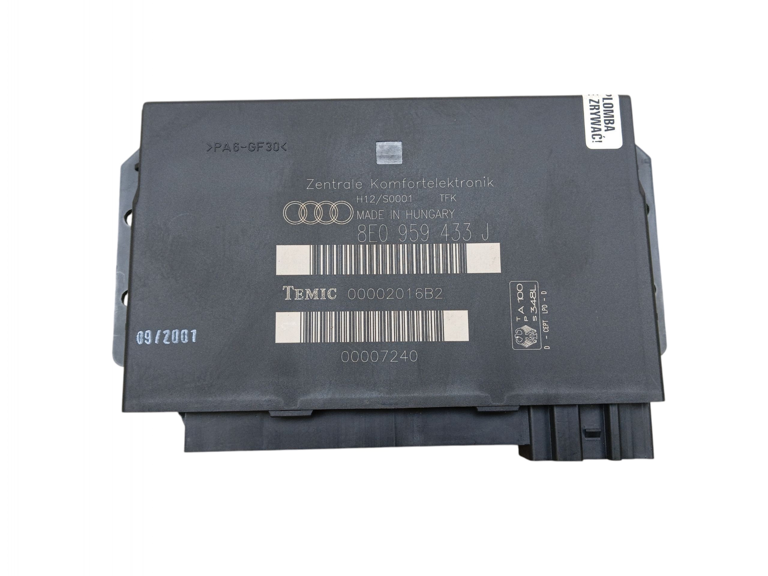 control unit comfort control unit AUDI A4 B6 8E0959433J