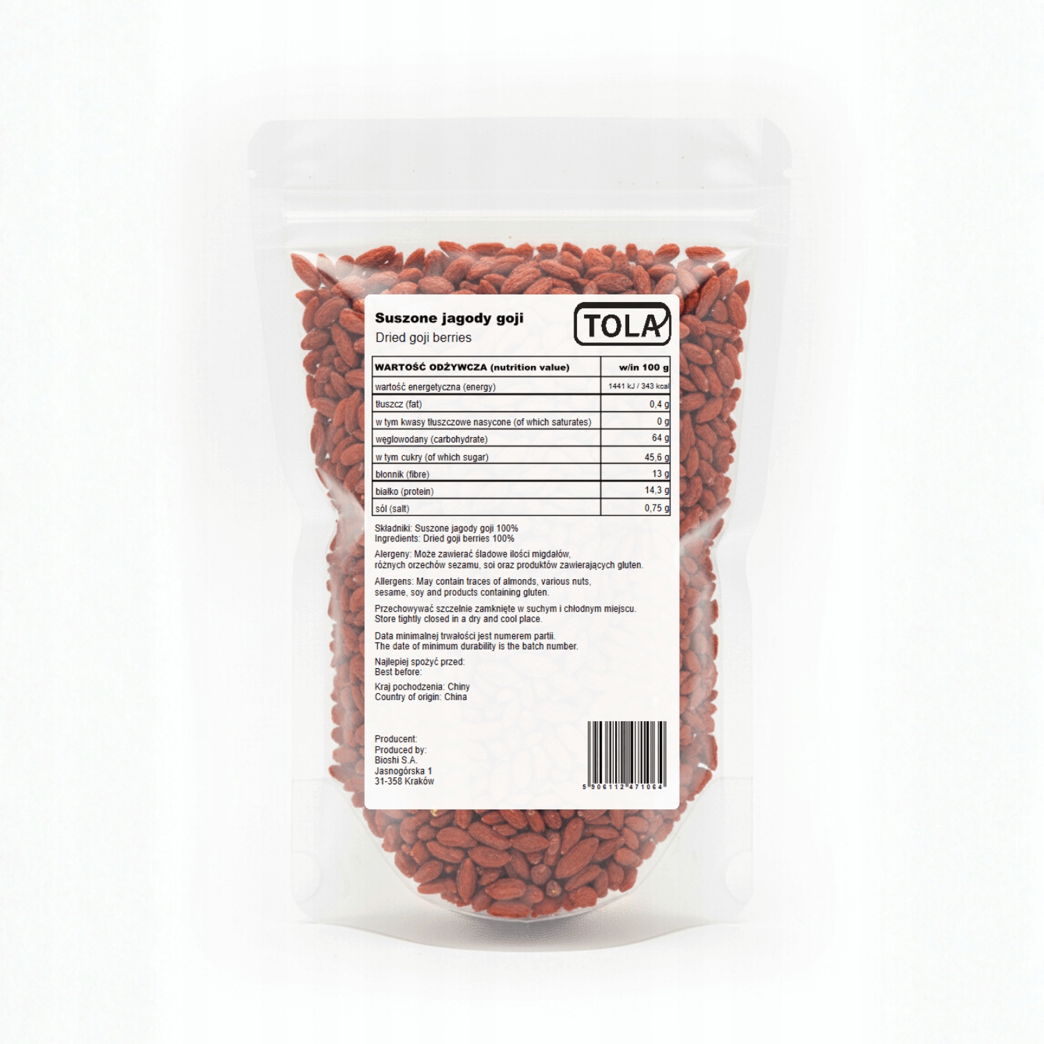 Jagody goji 10kg naturalne superfood, Tola