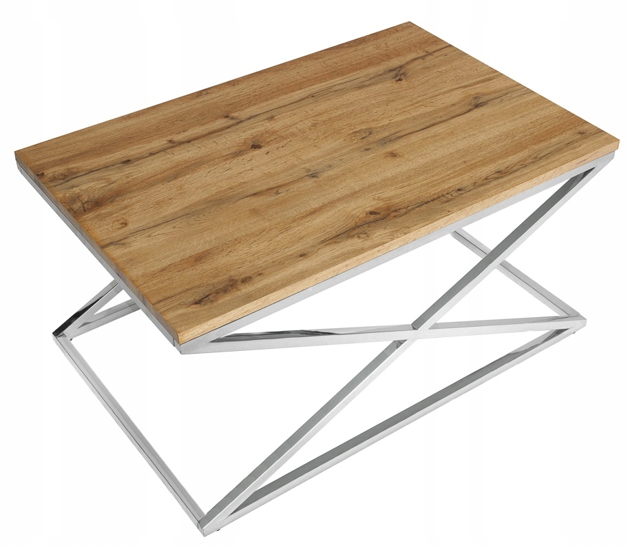 STOLIK KAWOWY ŁAWA DO SALONU DĄB CHROM PŁYTA MDF