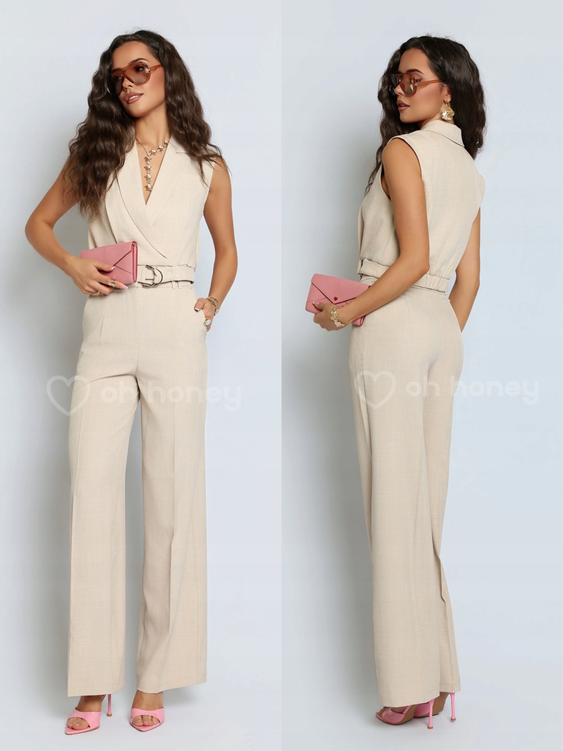 Elegantní béžové kalhoty Lunea M