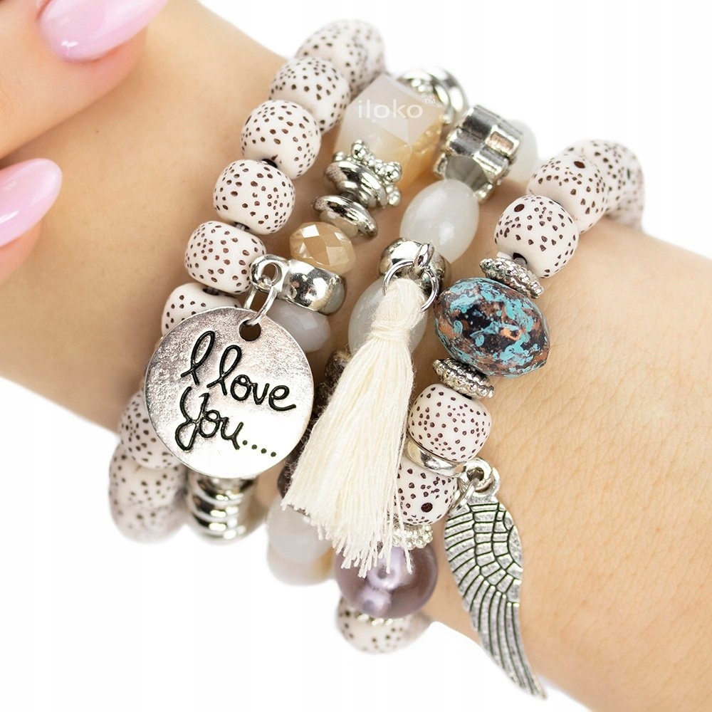 Bransoletki koraliki Chwost skrzydło Zestaw 4 szt-Zdjęcie-0