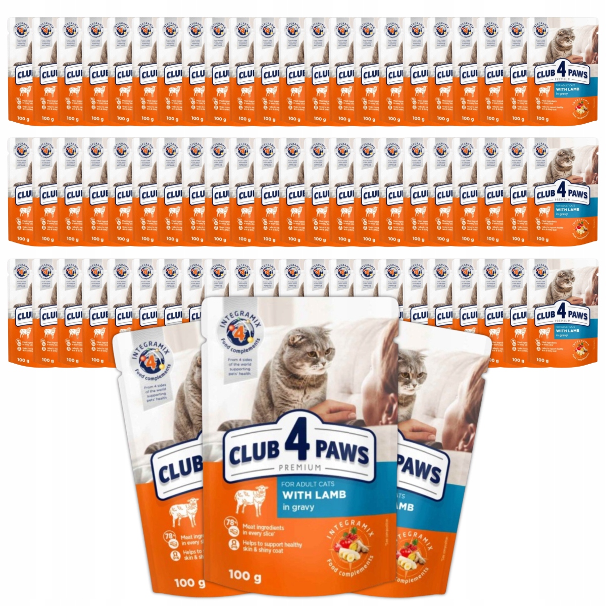 Mokra karma dla kota 72x100g z jagnięciną w sosie Club 4 Paws Premium