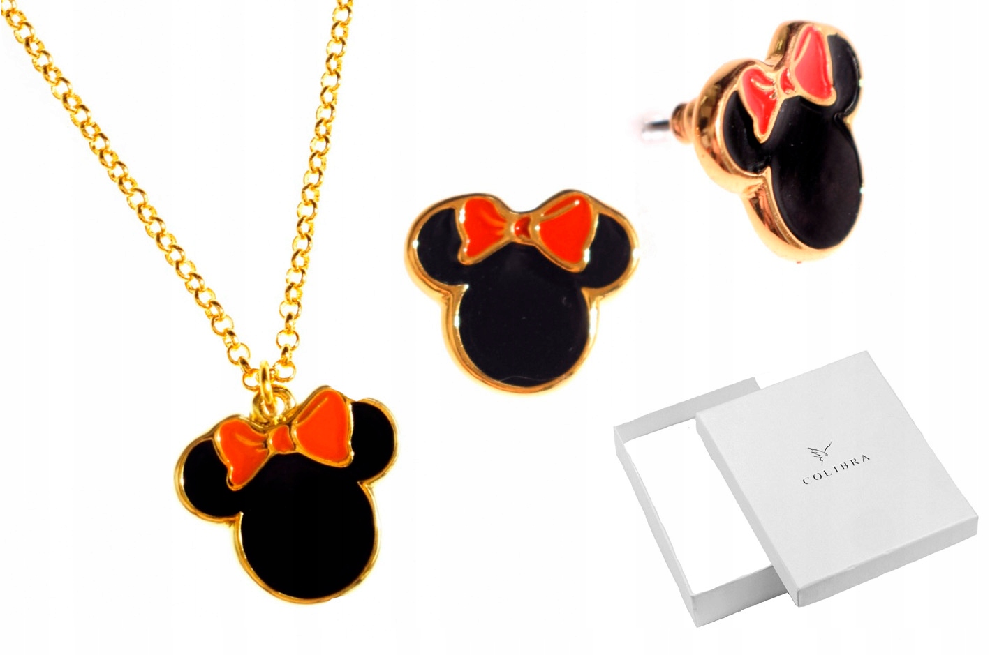 

Złoty Komplet Biżuterii Z Myszkami Mickey Mouse