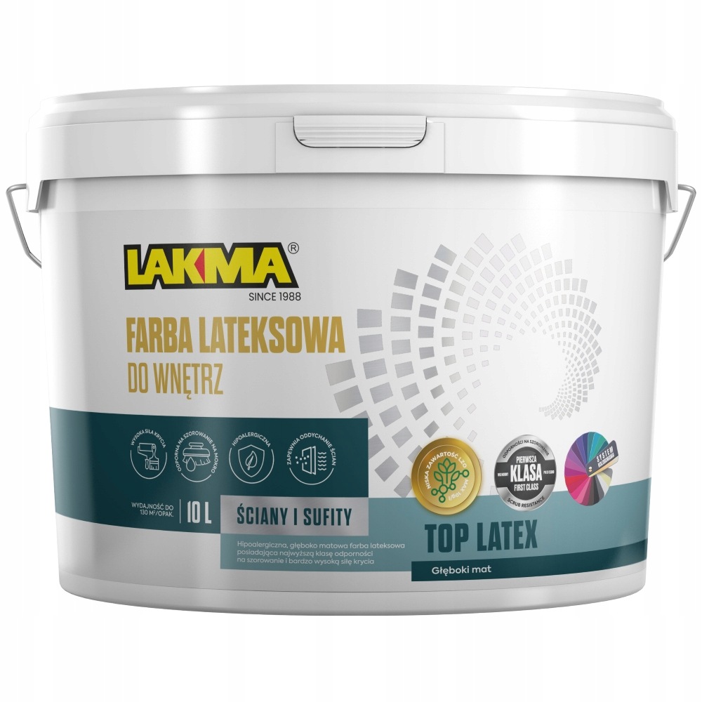 Barva Latexová emulze Bílá Matná Top Latex Lakma 10 L