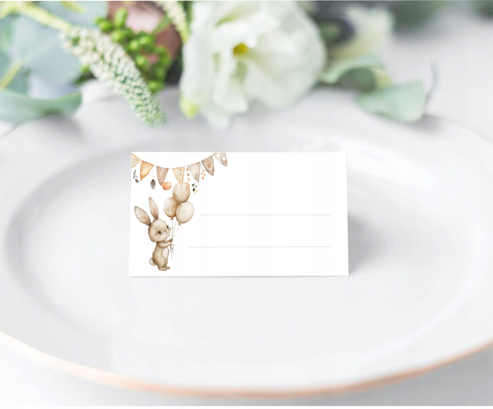 Winietki na stół roczek urodziny przyjęcie zestaw 10 szt króliczek miś boho Marka inna