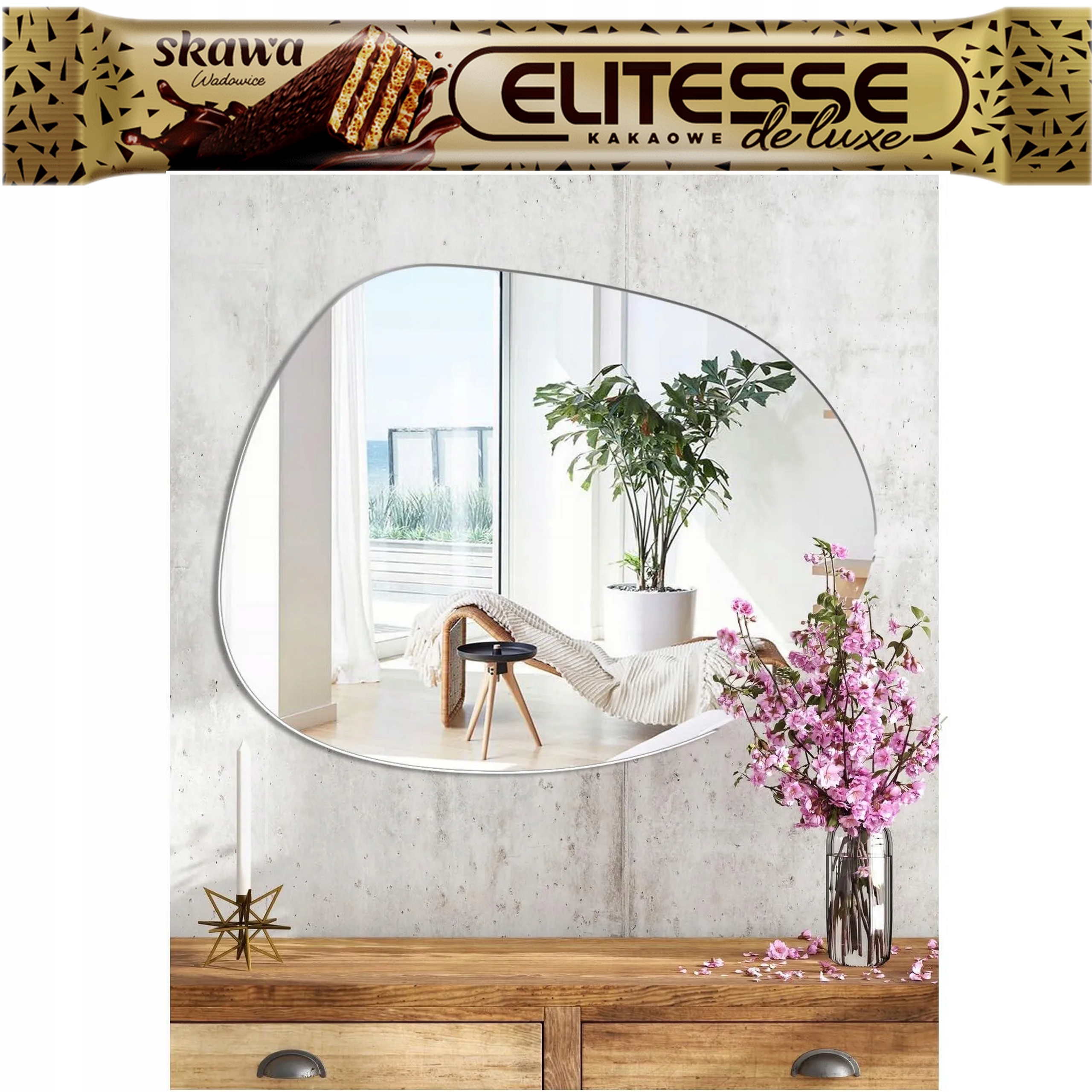 Jmitha Nástěnné Zrcadlo Asymetrické Samolepící 47,7 x 36,1 cm Nové