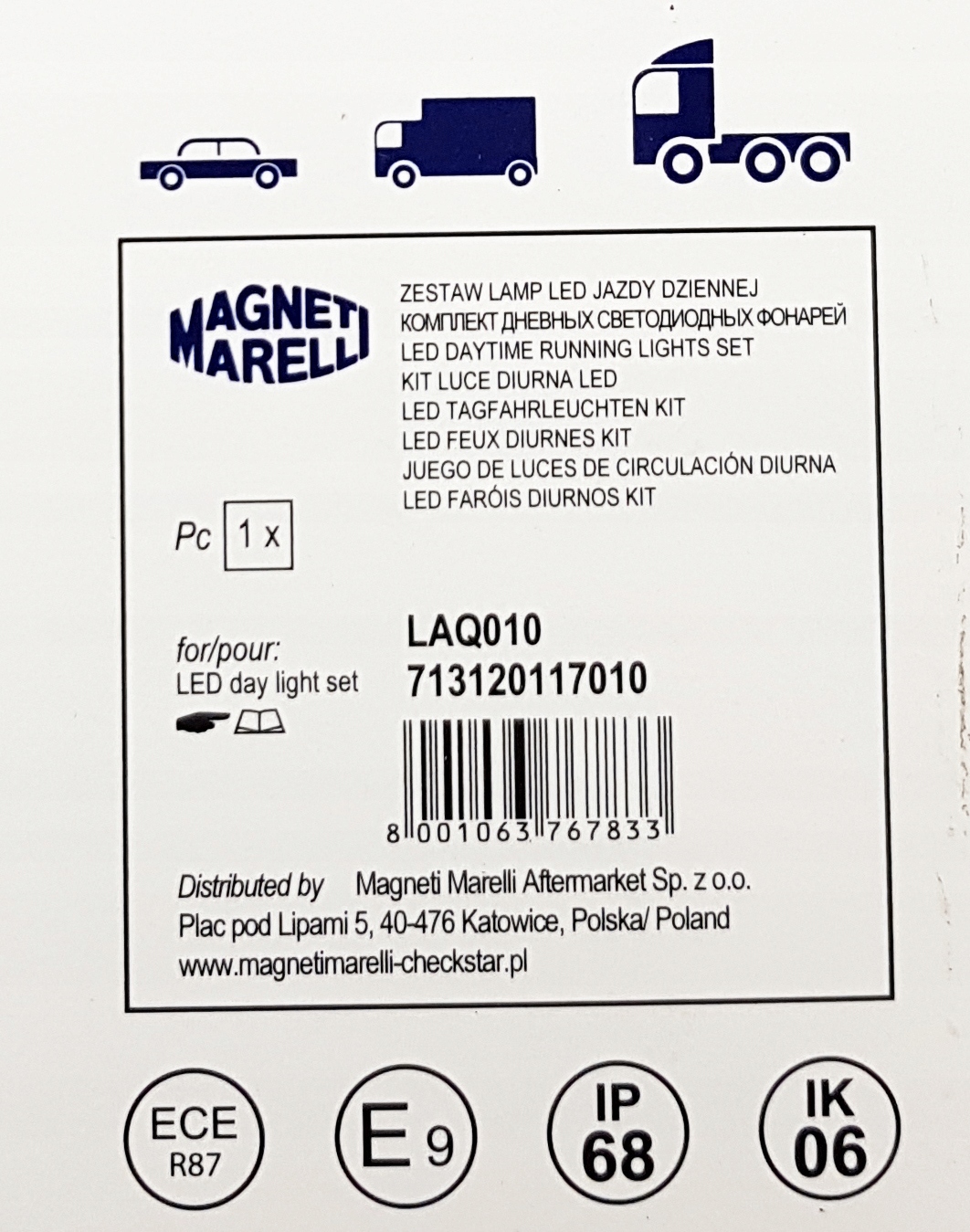 713120117010 - СВЕТОДИОДНЫЕ ДНЕВНЫЕ ХОДОВЫЕ ОГНИ LAQ010 MAGNETI КРУГЛЫЕ