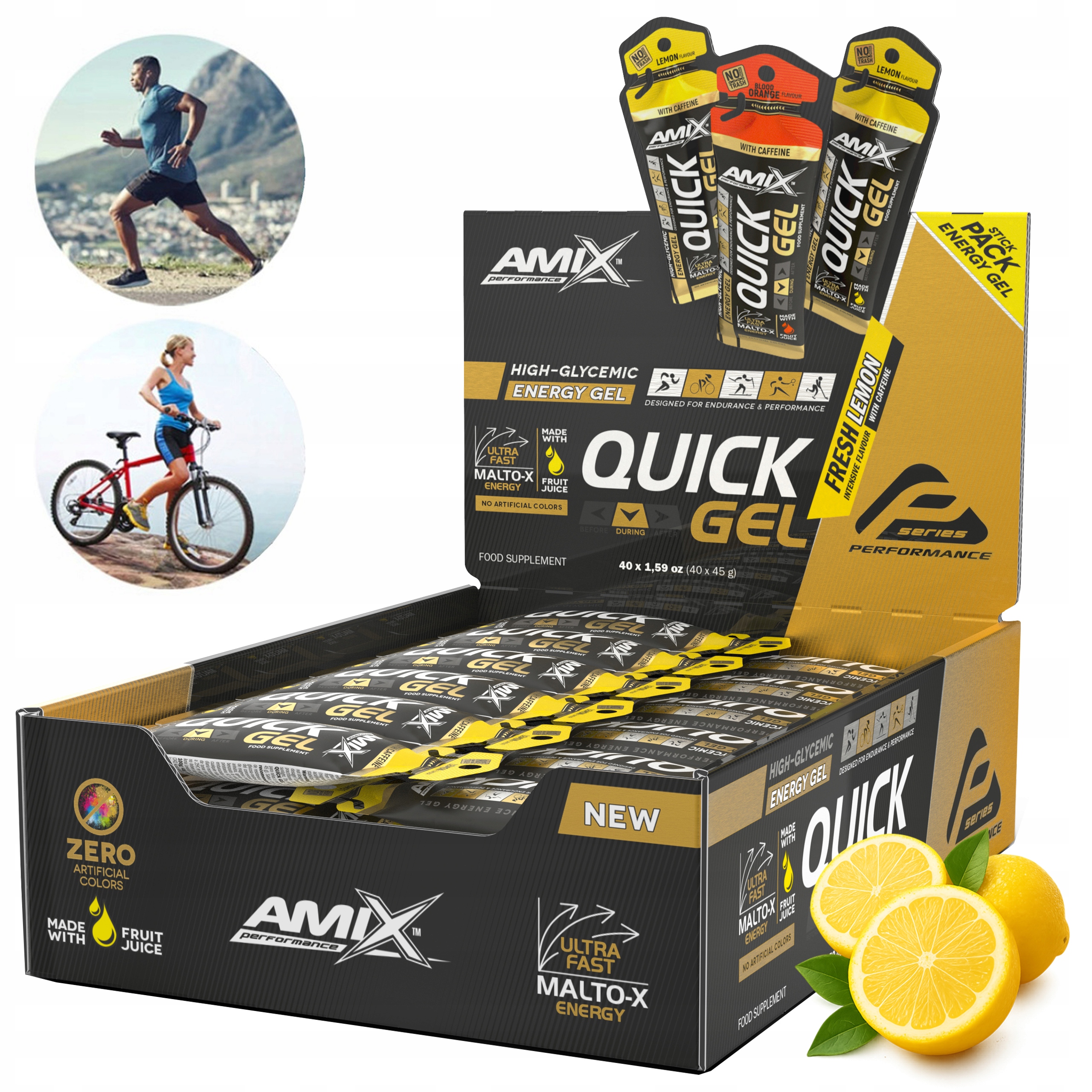 Gel pro běhání, energetický, rychle se vstřebávající porce energie Quick Gel
