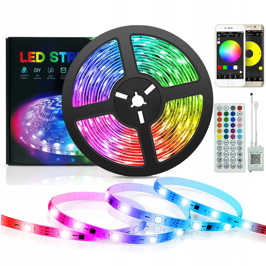 Taśma LED 10M RGB 5050 Bluetooth APLIKACJA ZESTAW