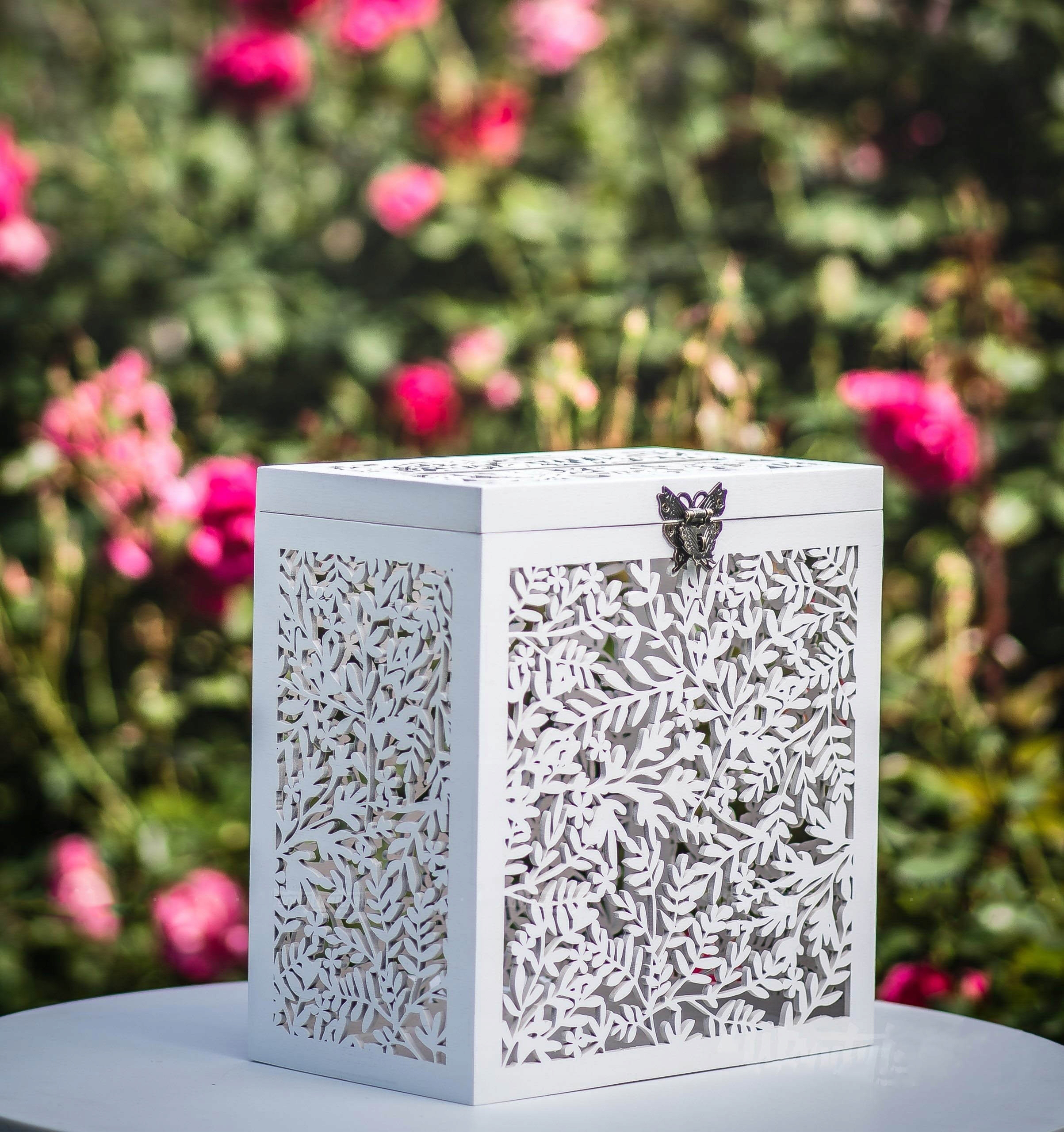 Pudełko NA KOPERTY PIENIĄDZE ŻYCZENIA ŚLUB Ażurowe Materiał wykonania drewno