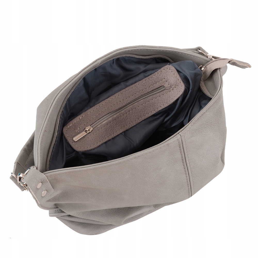 SZARA TOREBKA WOREK SHOPPER SKÓRA NATURALNA POPIELATA TORBA Odcień popielaty