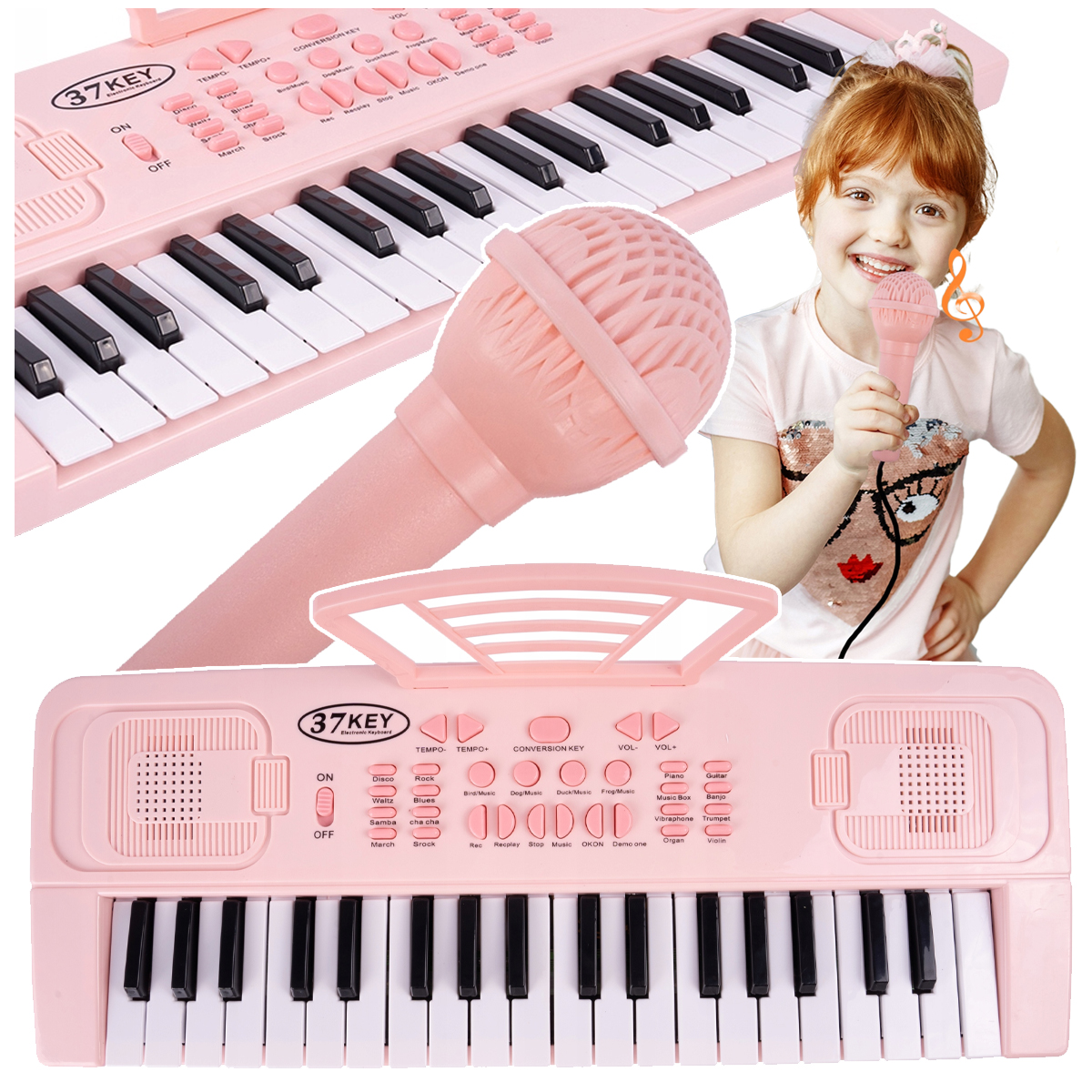 Wielofunkcyjne Organy Pianino Elektroniczne 37 Klawiszy Keyboard + Mikrofon