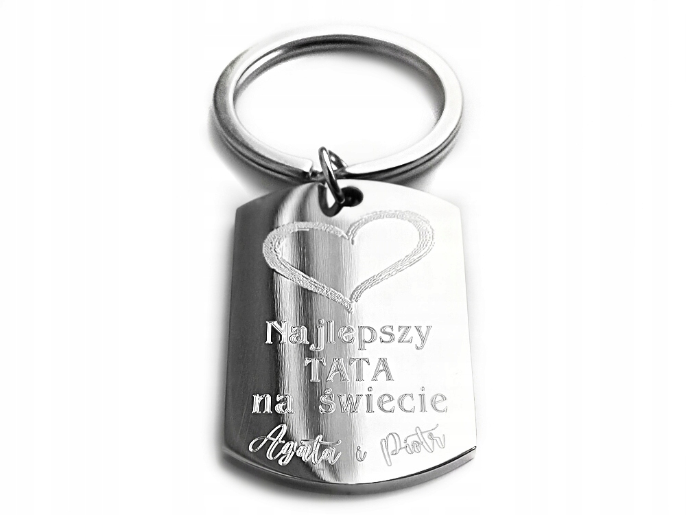 

Brelok z grawerem, prezent na Dzień Ojca, Stal Lux