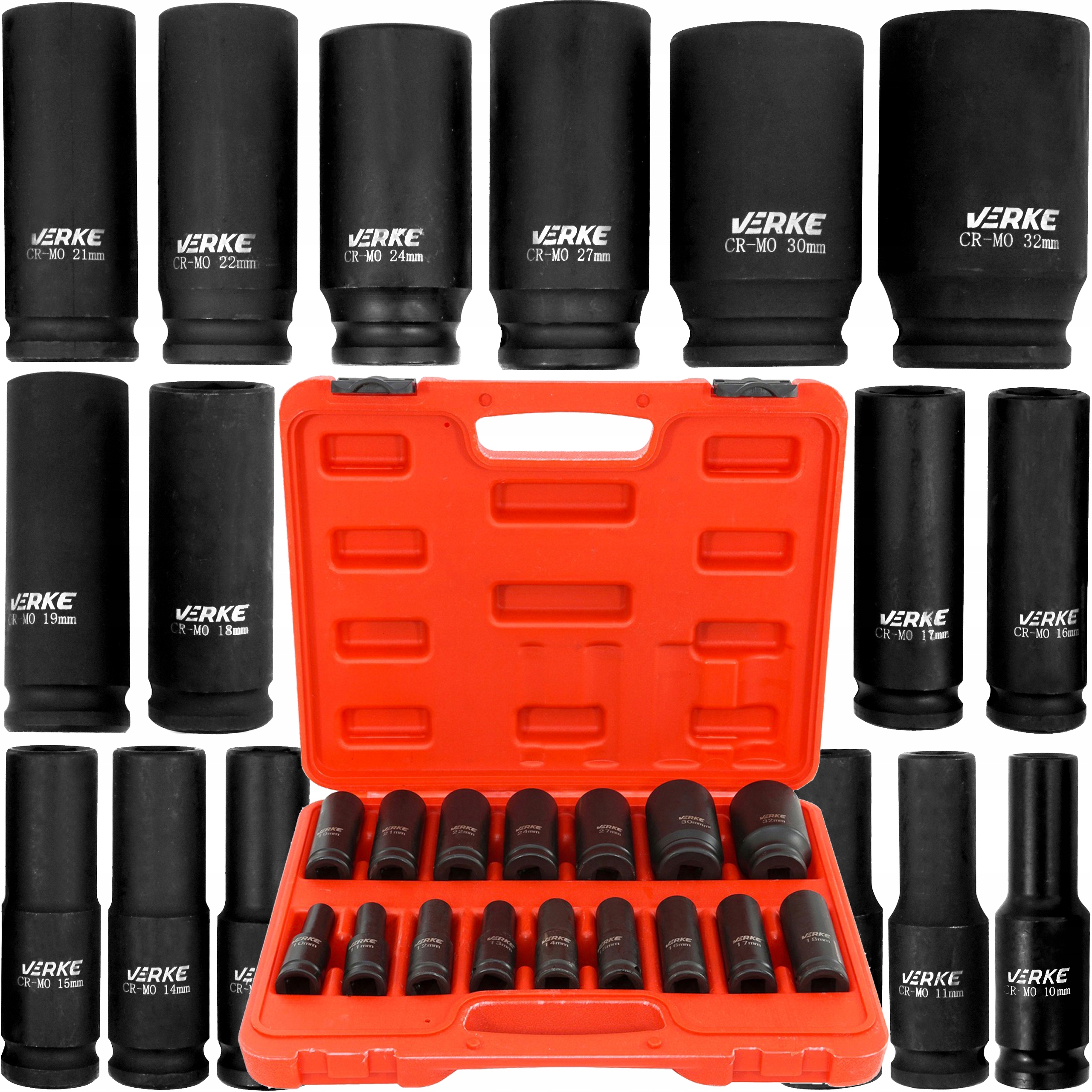 NASADKI UDAROWE 1/2 DŁUGIE ZESTAW NASADEK UDAROWYCH KLUCZY NASADOWYCH 10-32