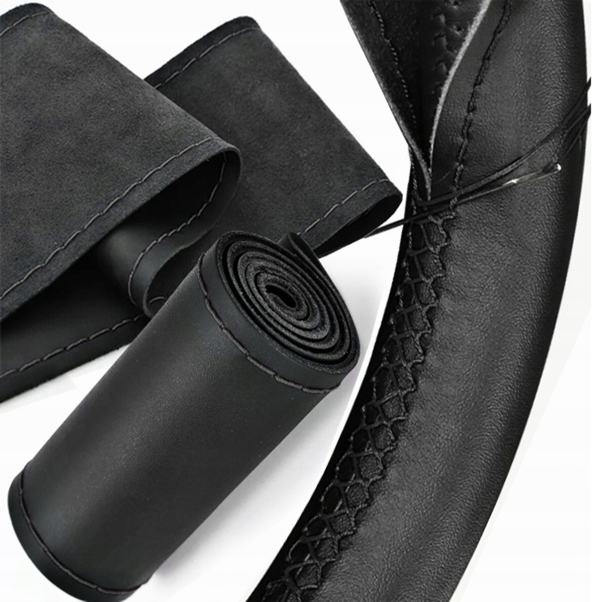 Pokrowiec Na Kierownicę Czarny Obszycie Kierownicy Nakładka Do Obszycia