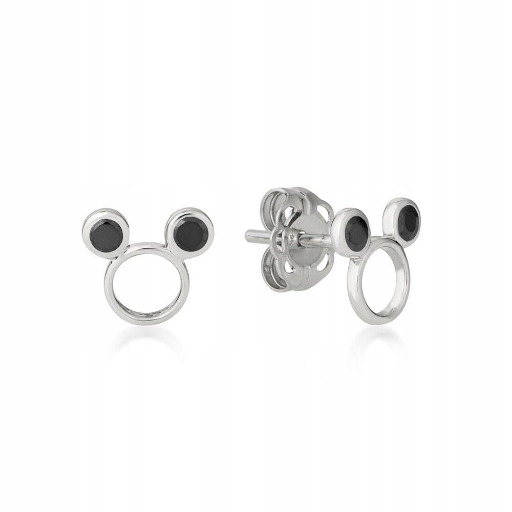 Disney Metal Precious Černé náušnice Cz Mickey 'Sterling Silver'